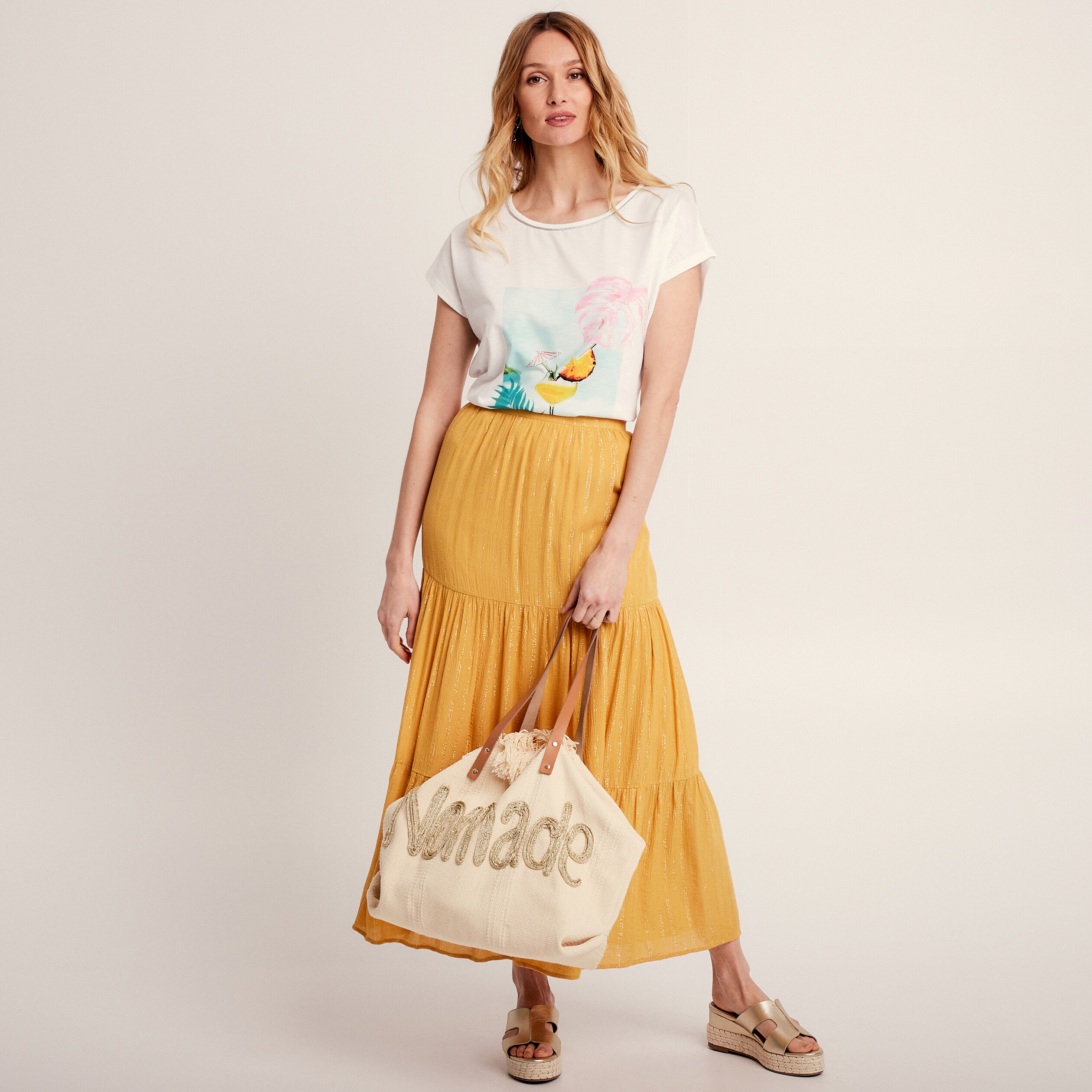 T-shirt manches courtes ecru femme