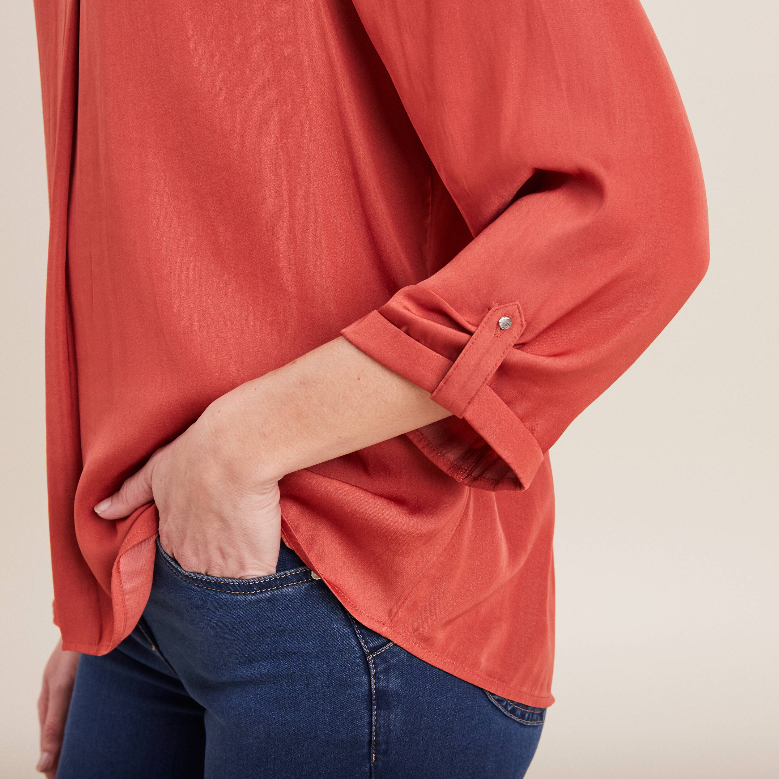 Blouse manches 3/4 vieux rose femme