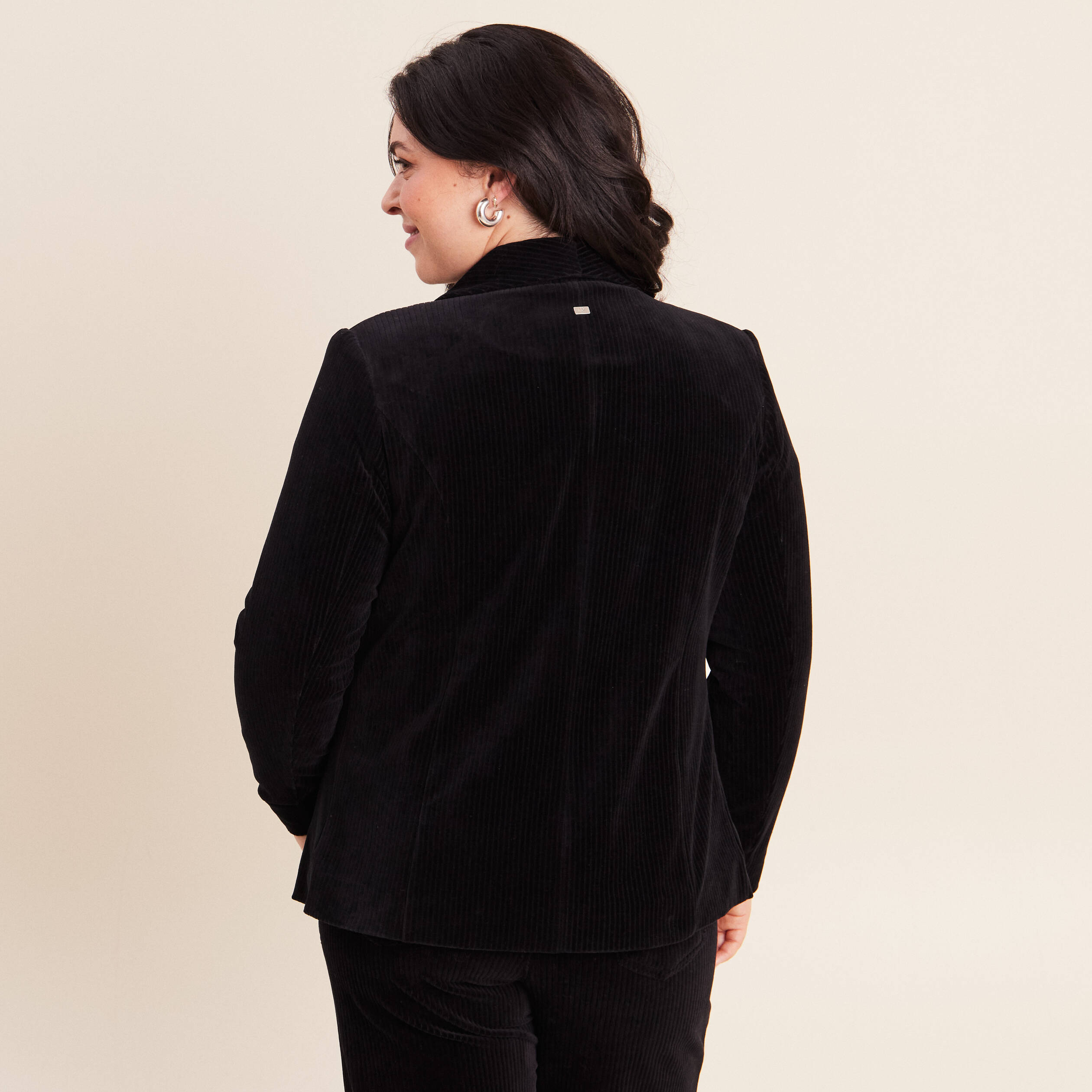 Veste tailleur velours noir femme