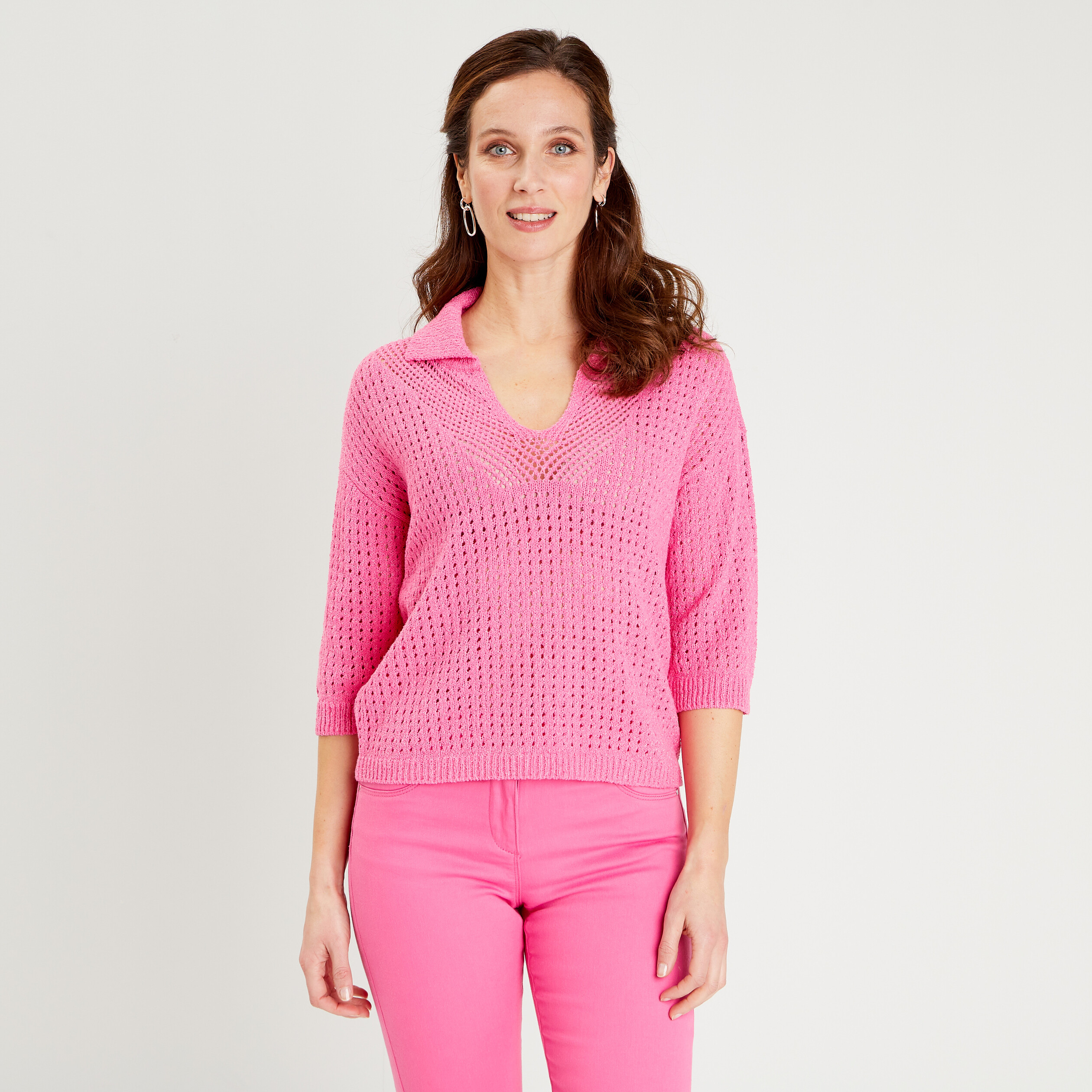 Pull Femme Ajouré à Poils U Collection - Taille 42/44, Blanc - Occasion Très Bon état