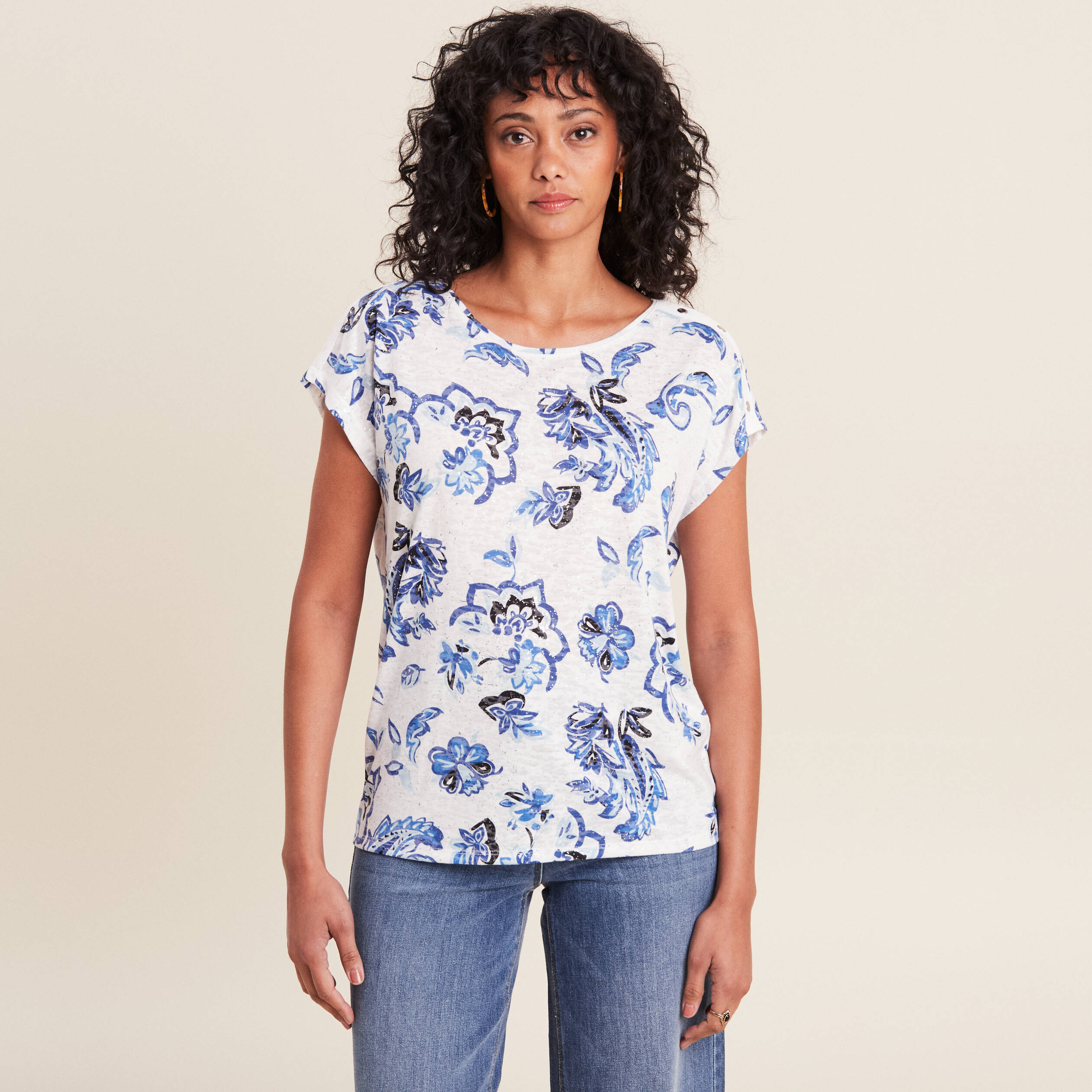 t shirt manches courtes ecru femme T-shirt manches courtes ecru femme