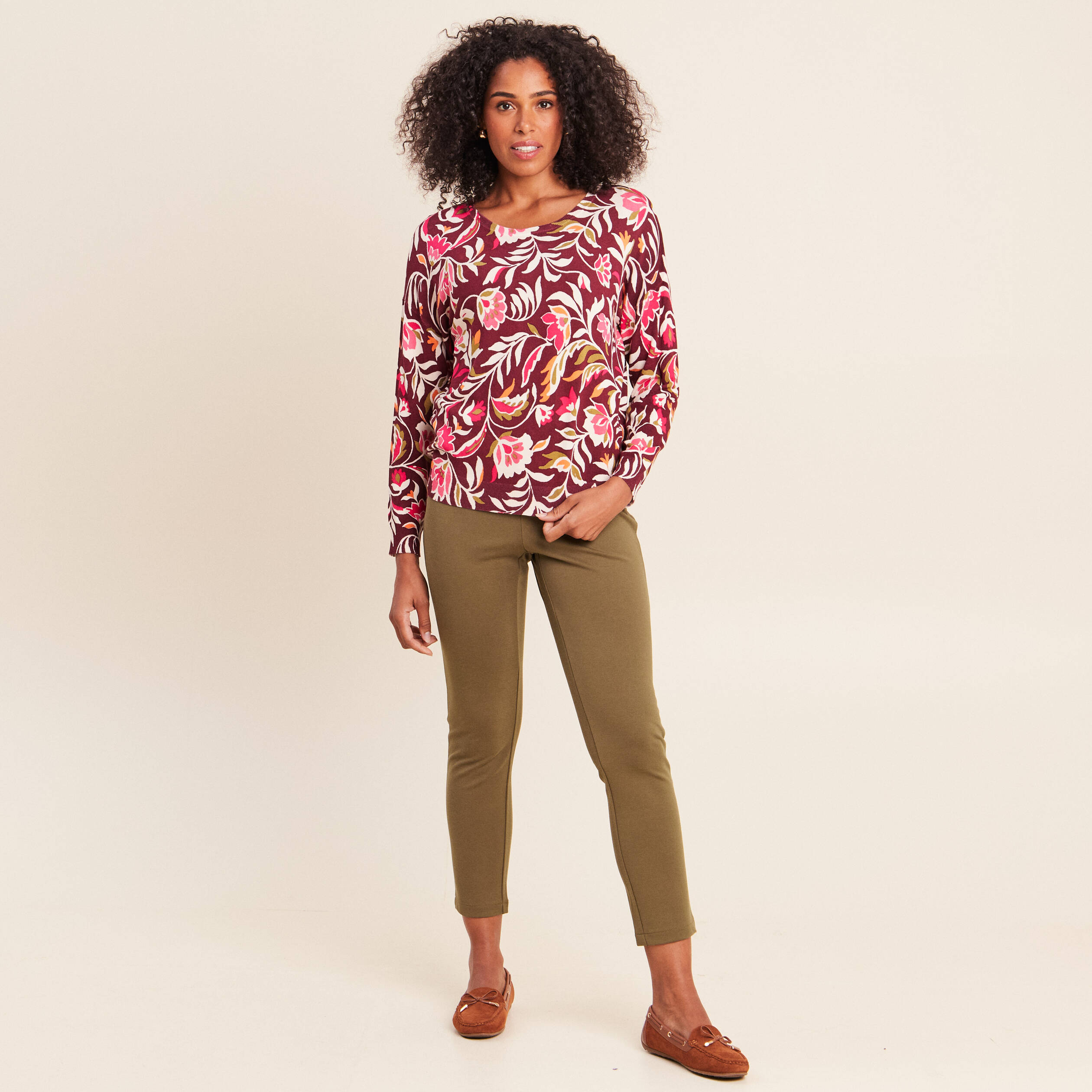 Pull manches longues rose femme