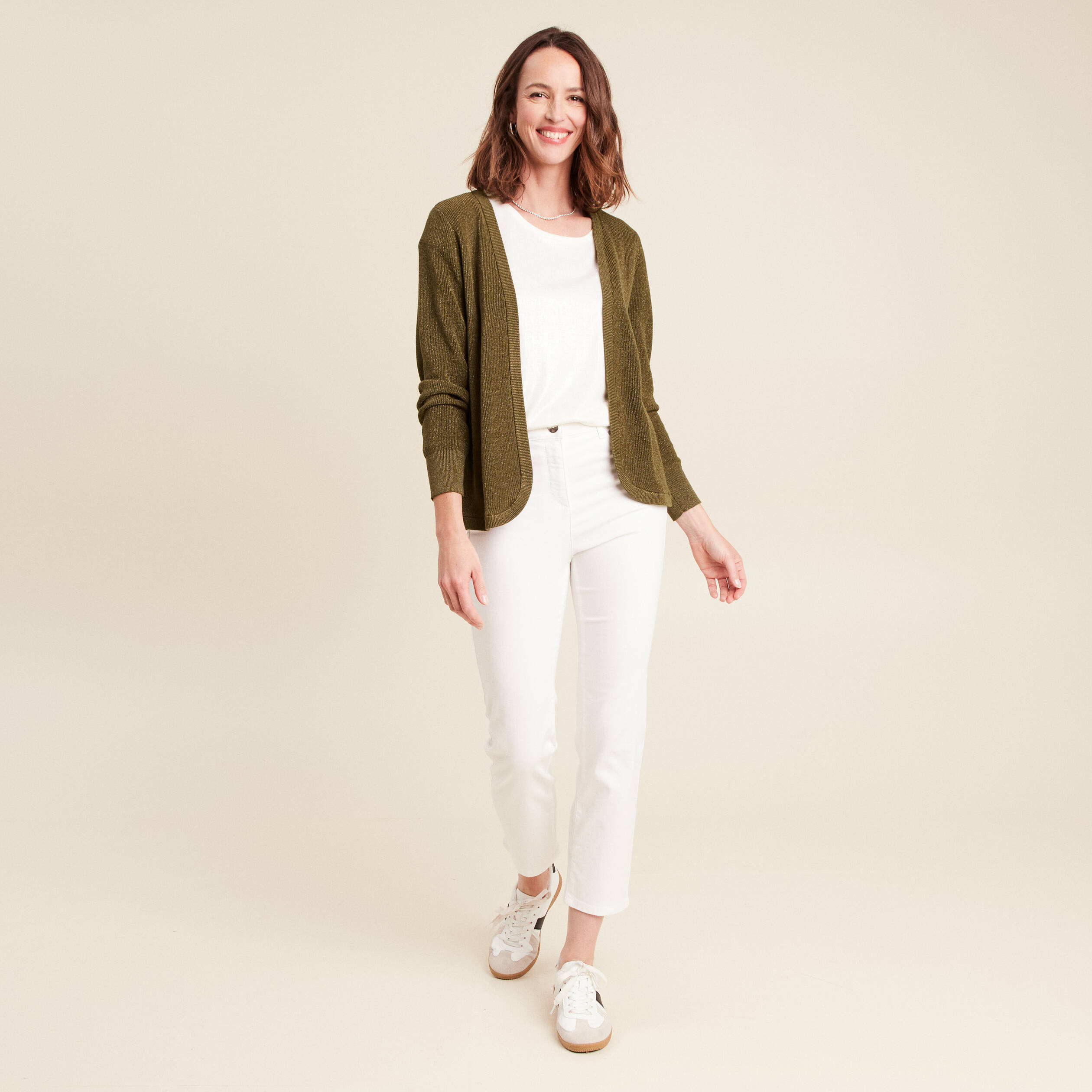 gilet manches longues vert olive femme Gilet manches longues vert olive femme