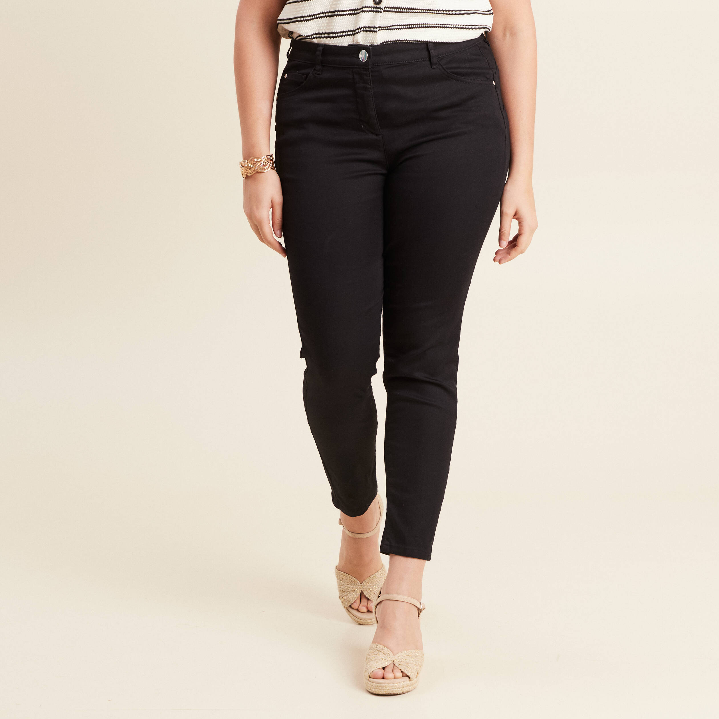 pantalon leger taille standard 78eme noir femme Pantalon léger taille standard 7/8ème noir femme