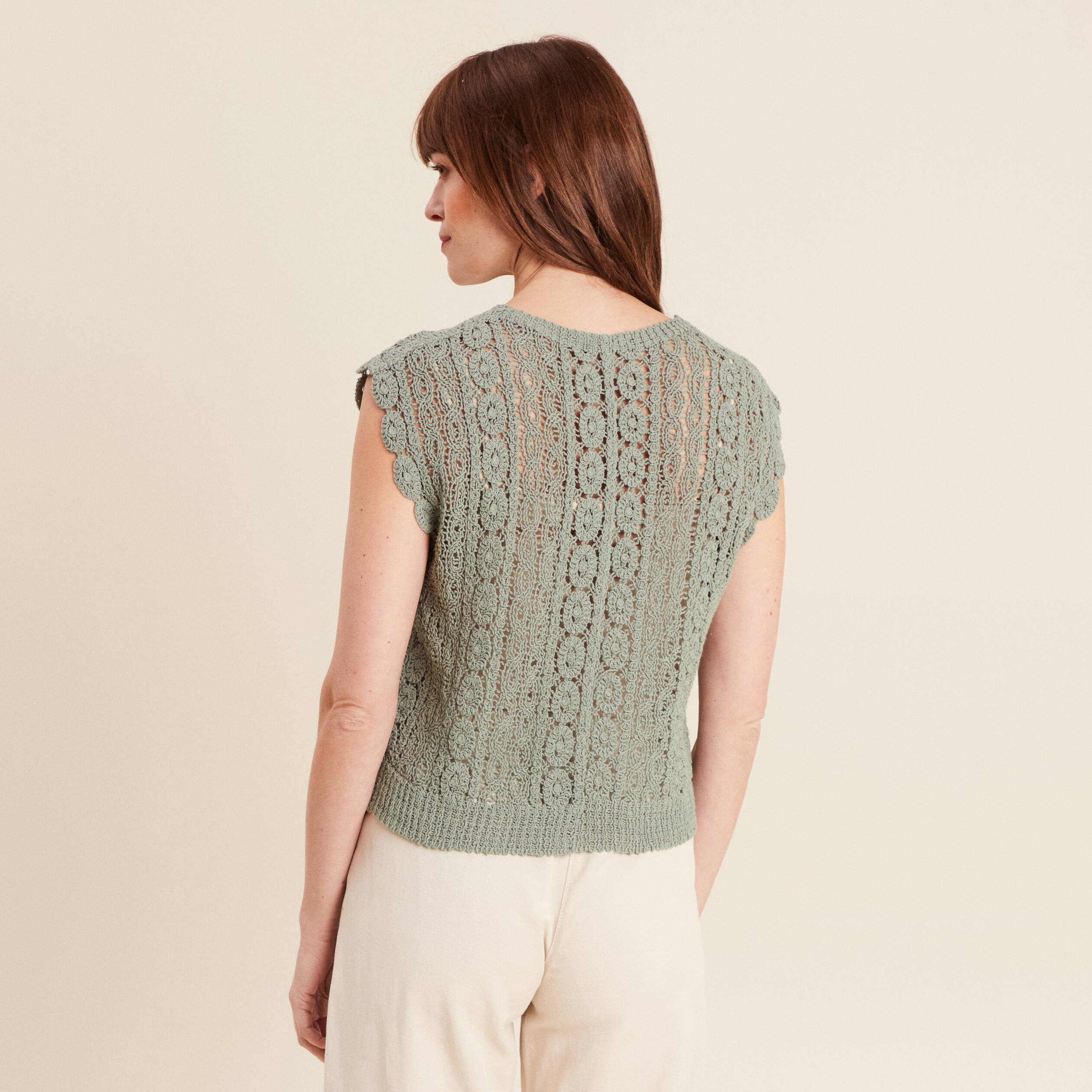 debardeur macrame vert clair femme Débardeur macramé vert clair femme