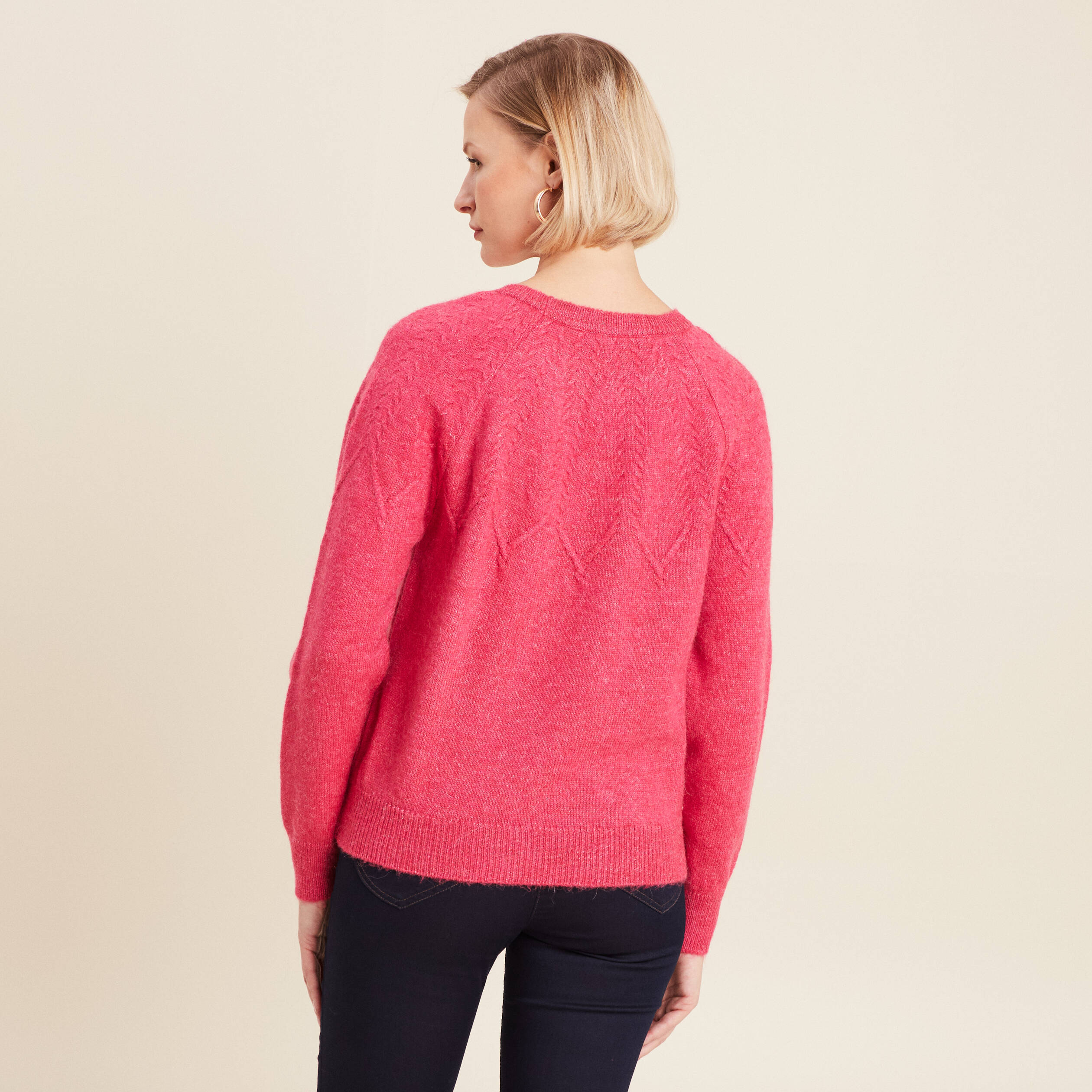 pull manches longues rose framboise femme Pull manches longues rose framboise femme