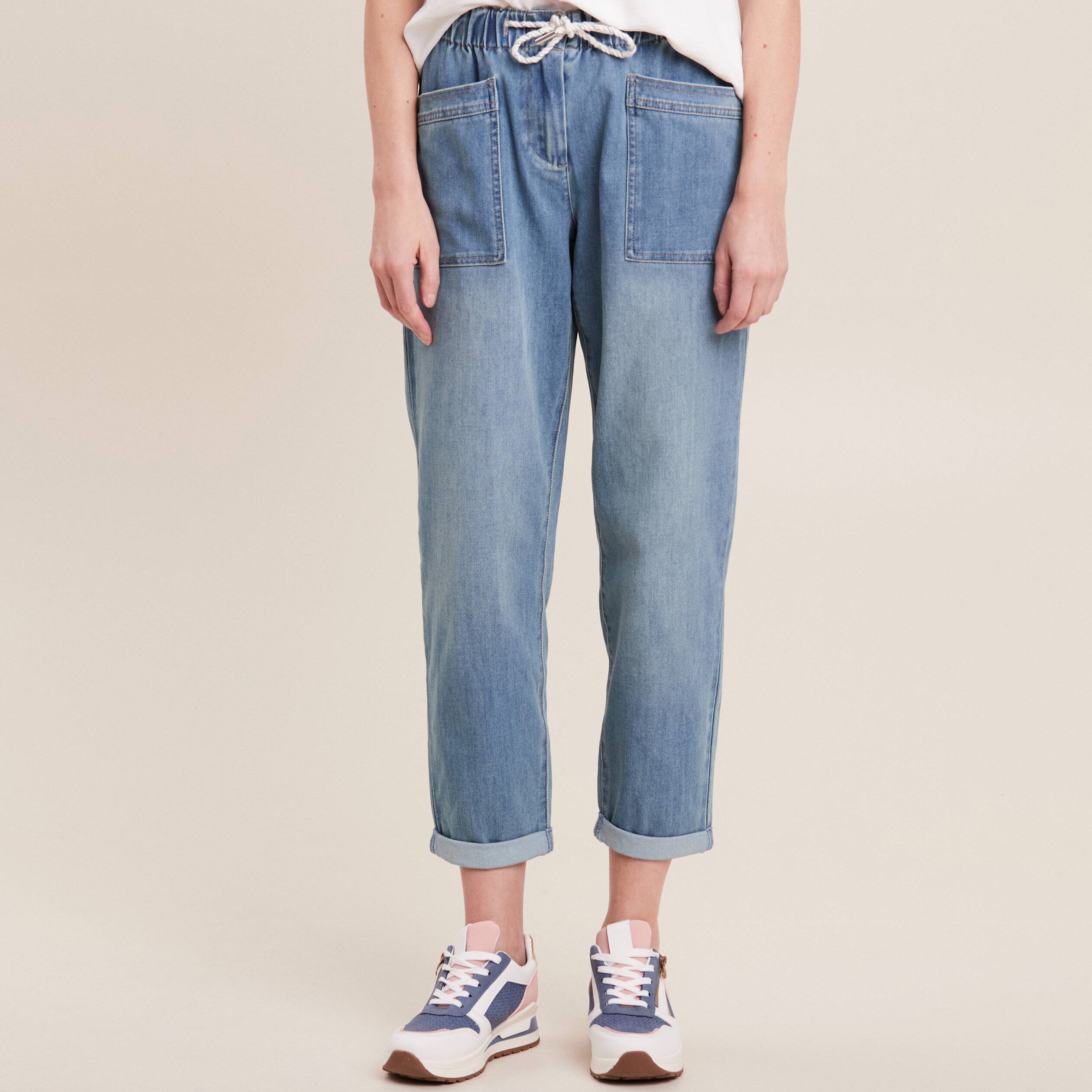 jean large a coulisse denim double stone femme Jean large à coulisse denim double stone femme