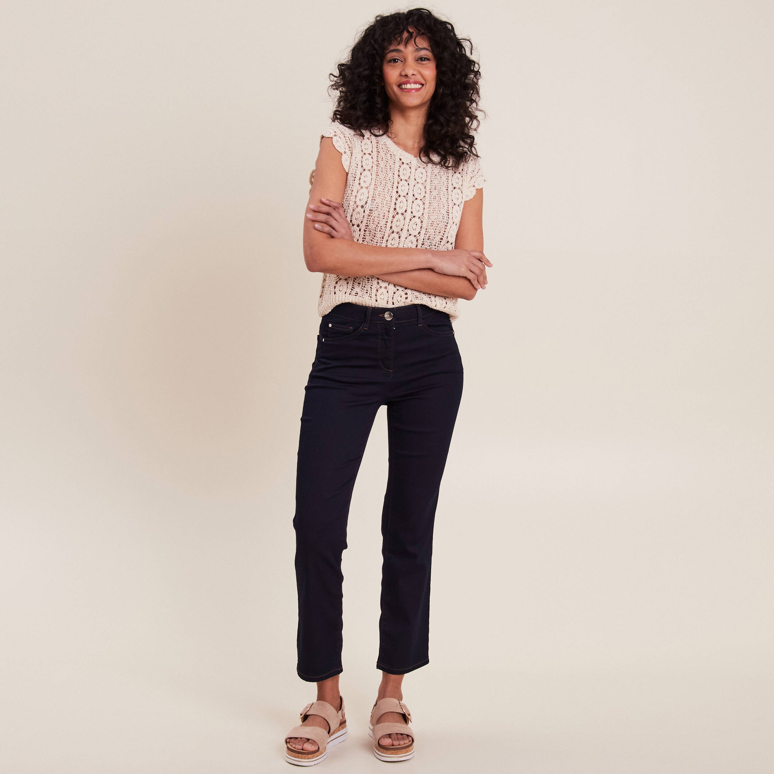 Jean magique Le L&eacute;ger coupe droite denim brut femme
