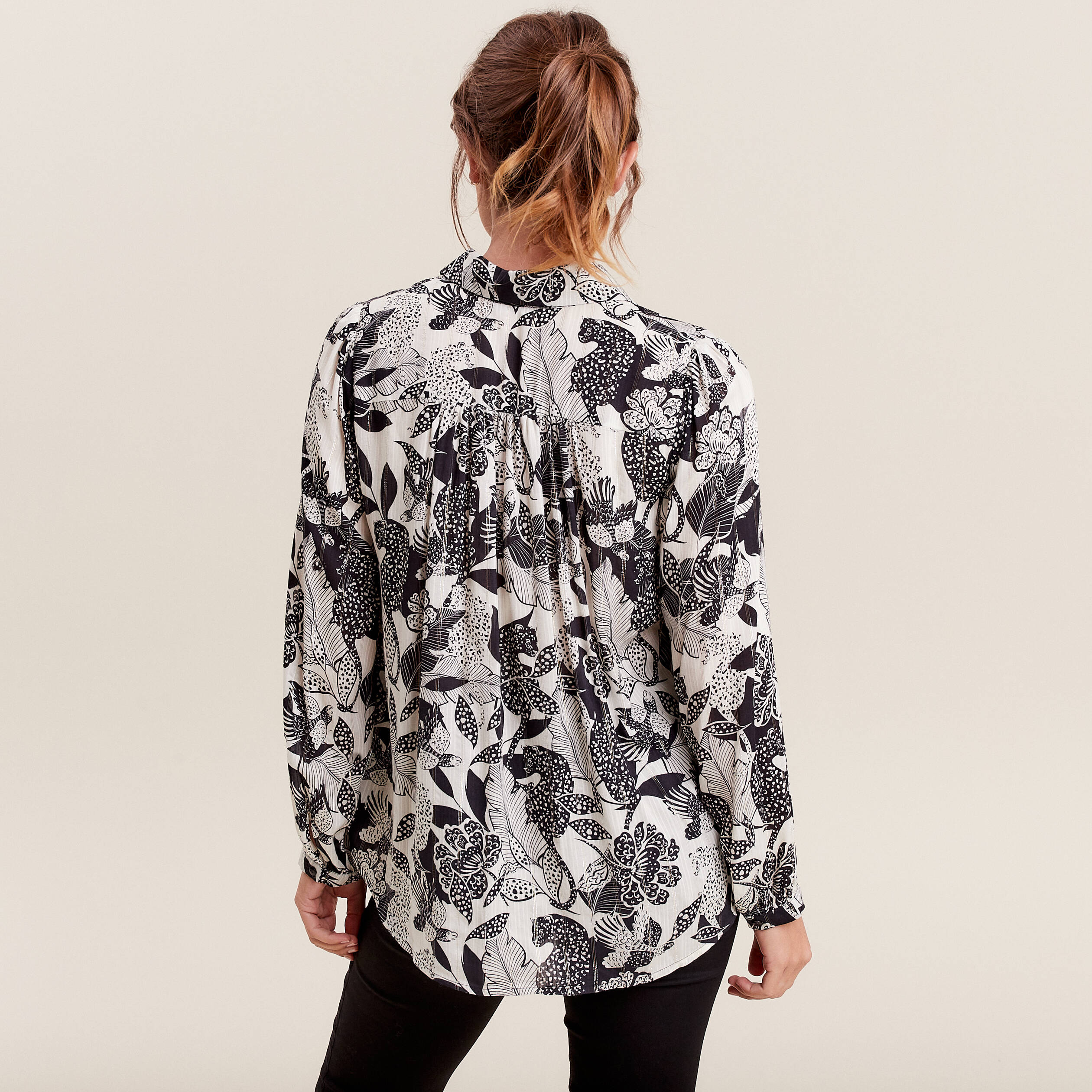 Chemise manches longues bleu foncé femme
