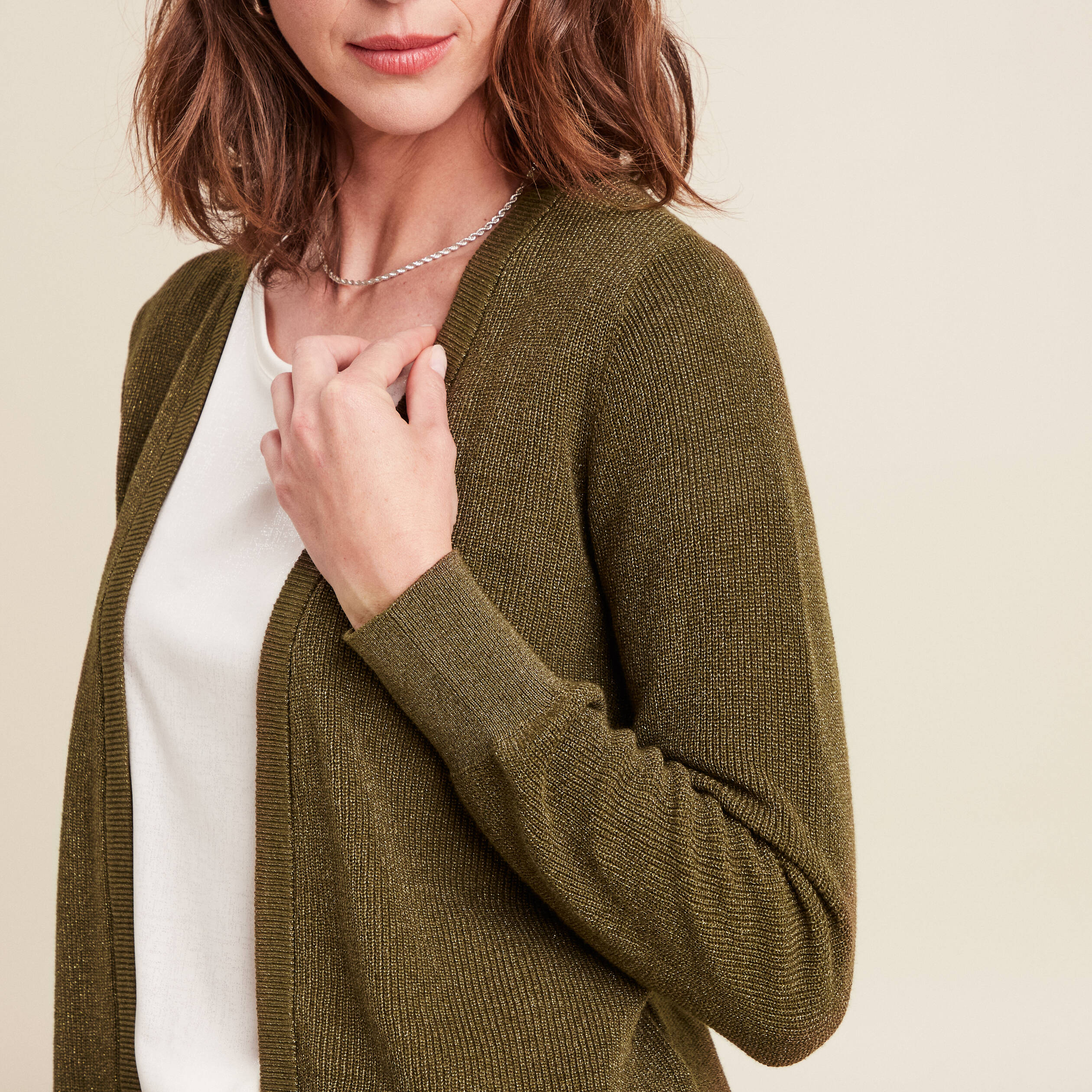 gilet manches longues vert olive femme Gilet manches longues vert olive femme