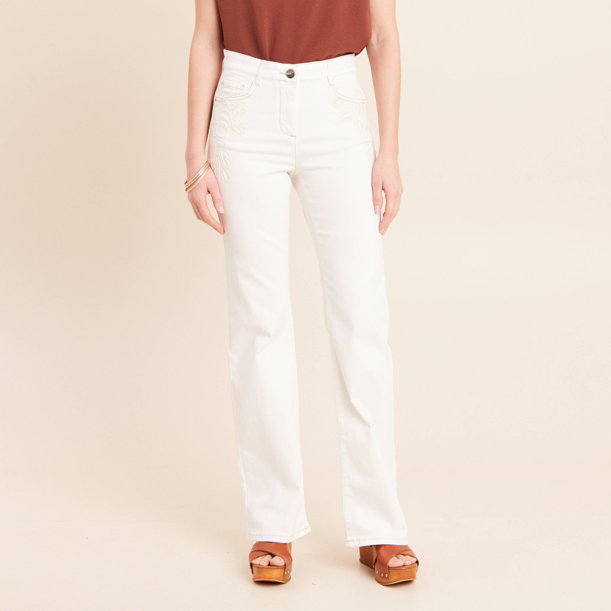 Jean magique L'Unique coupe bootcut blanc femme