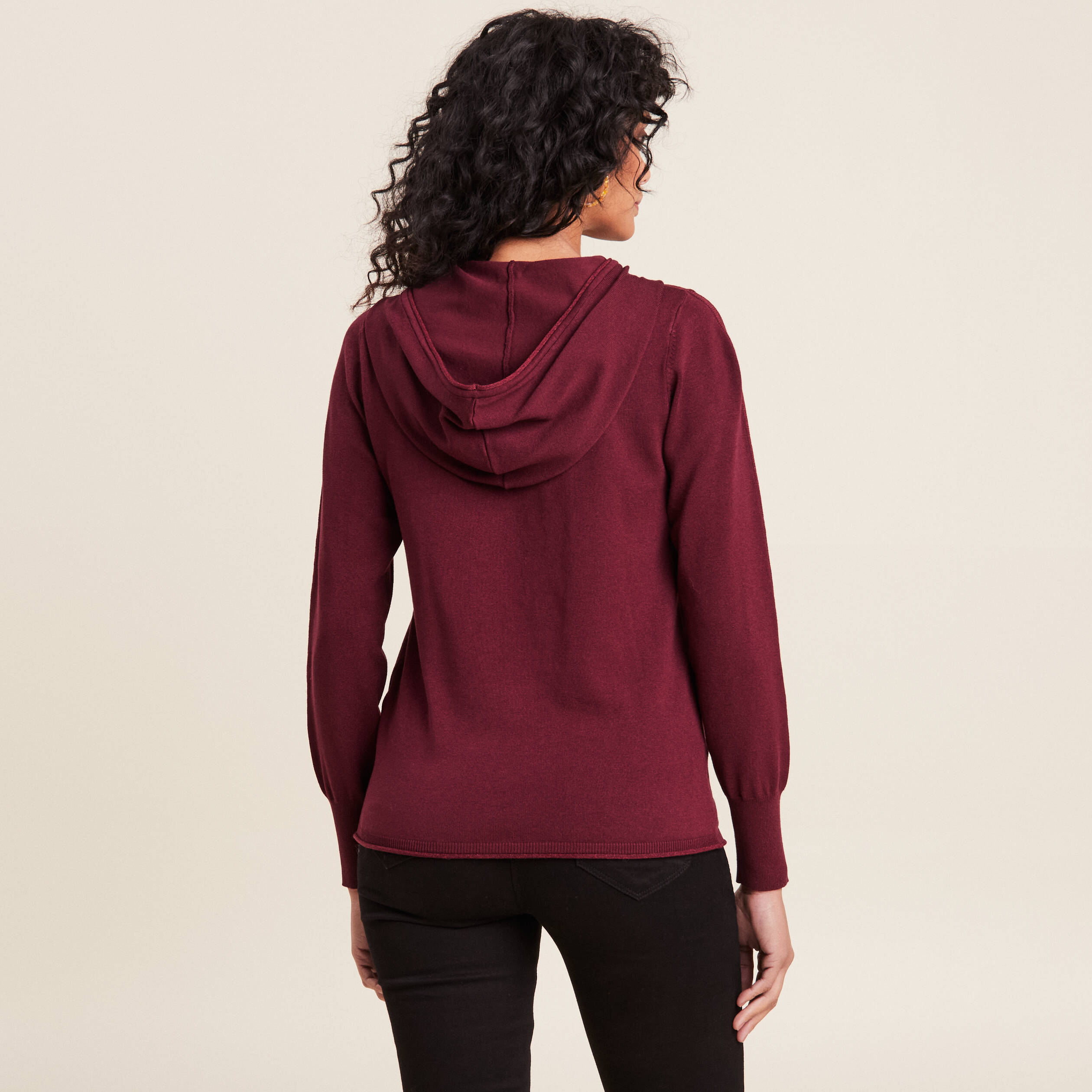 Pull manches longues bordeaux femme