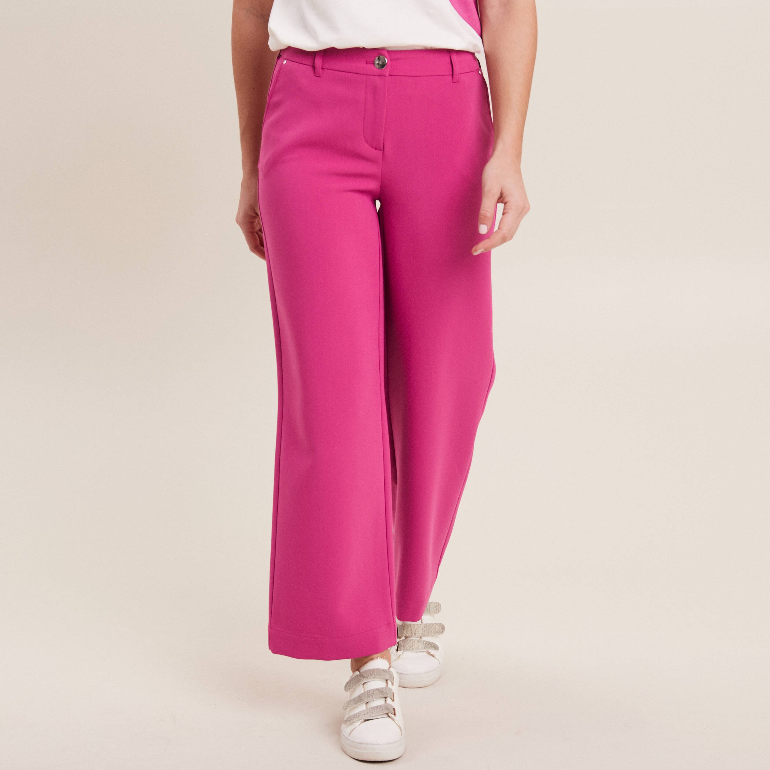 pantalon chino large rose fushia femme Pantalon chino large rose fushia femme