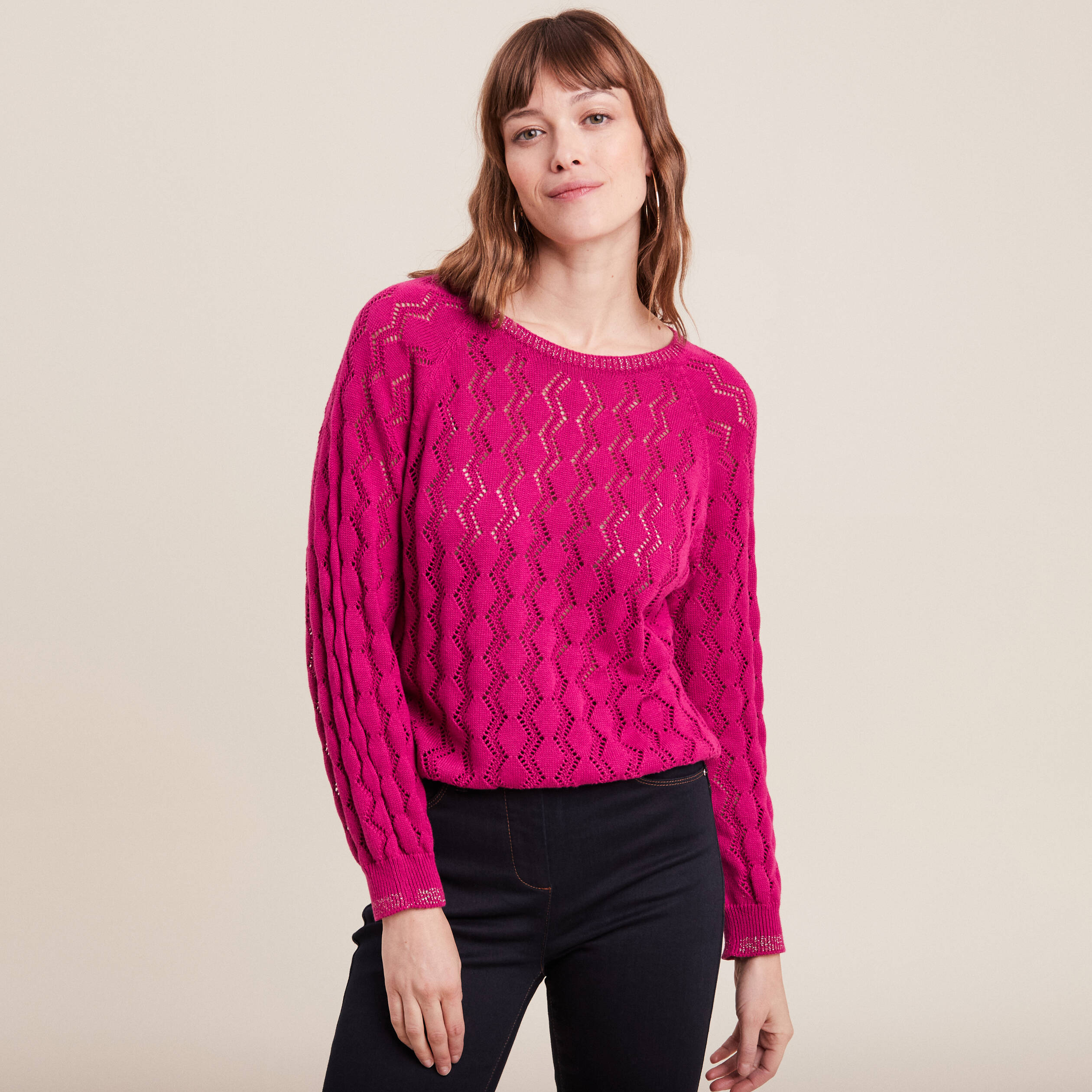 pull confectionne en france rose fushia femme Pull confectionné en France rose fushia femme