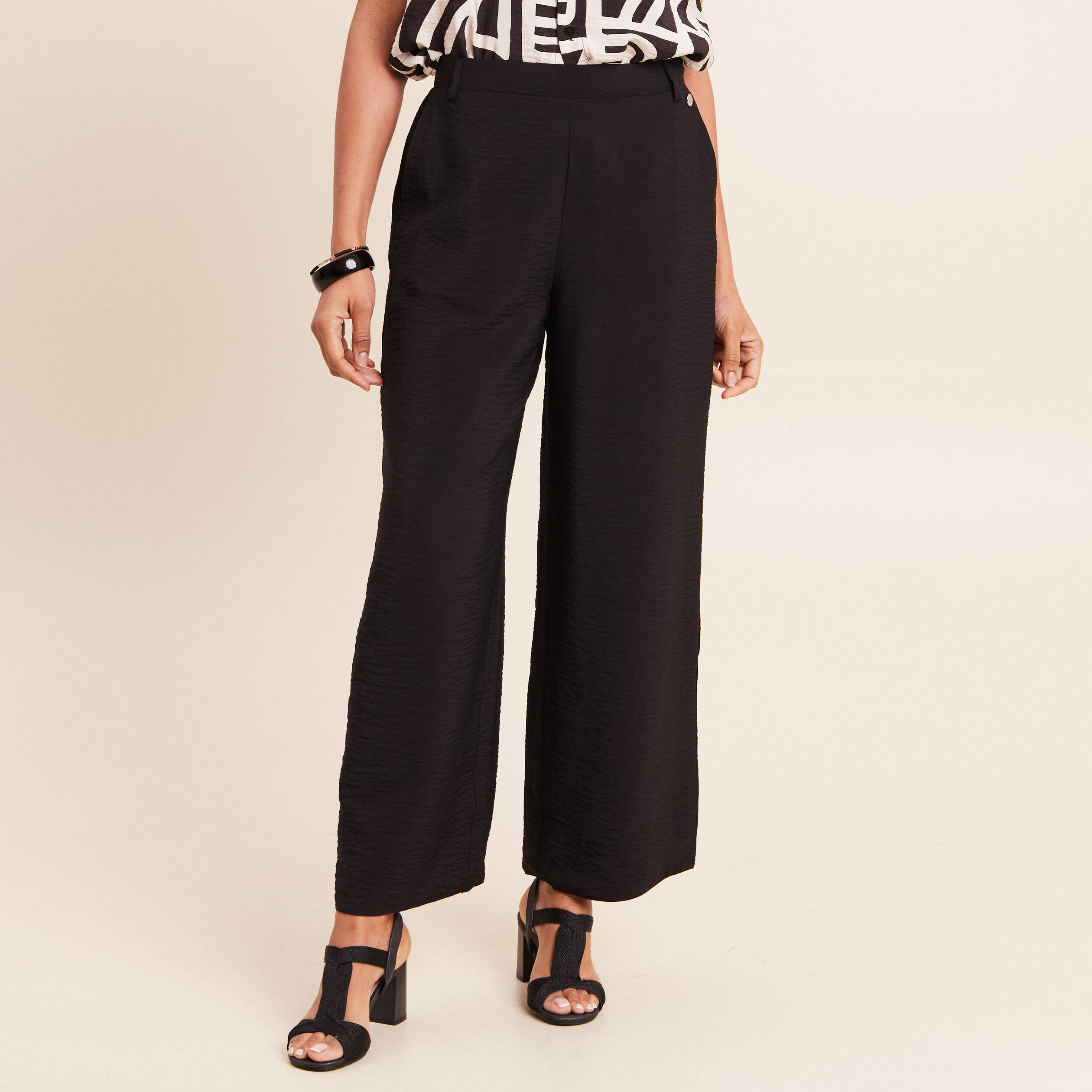 Pantalon magique Le R&eacute;versible large noir femme