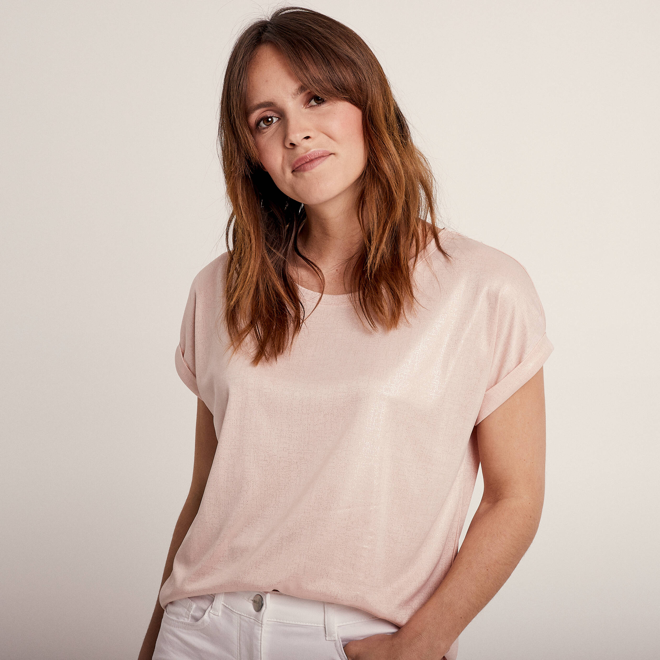 t shirt manches courtes vieux rose femme T-shirt manches courtes vieux rose femme