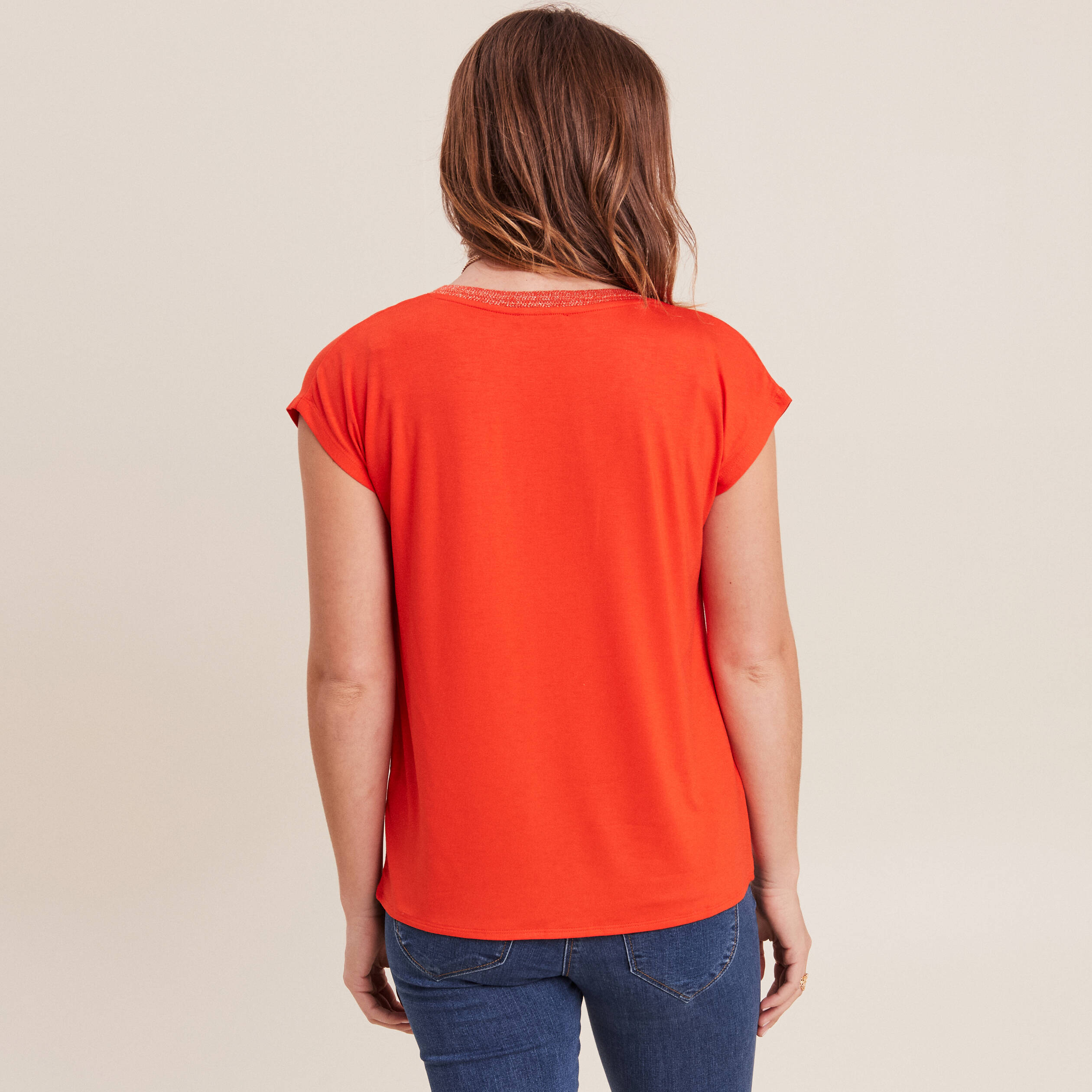 T-shirt manches courtes orange femme