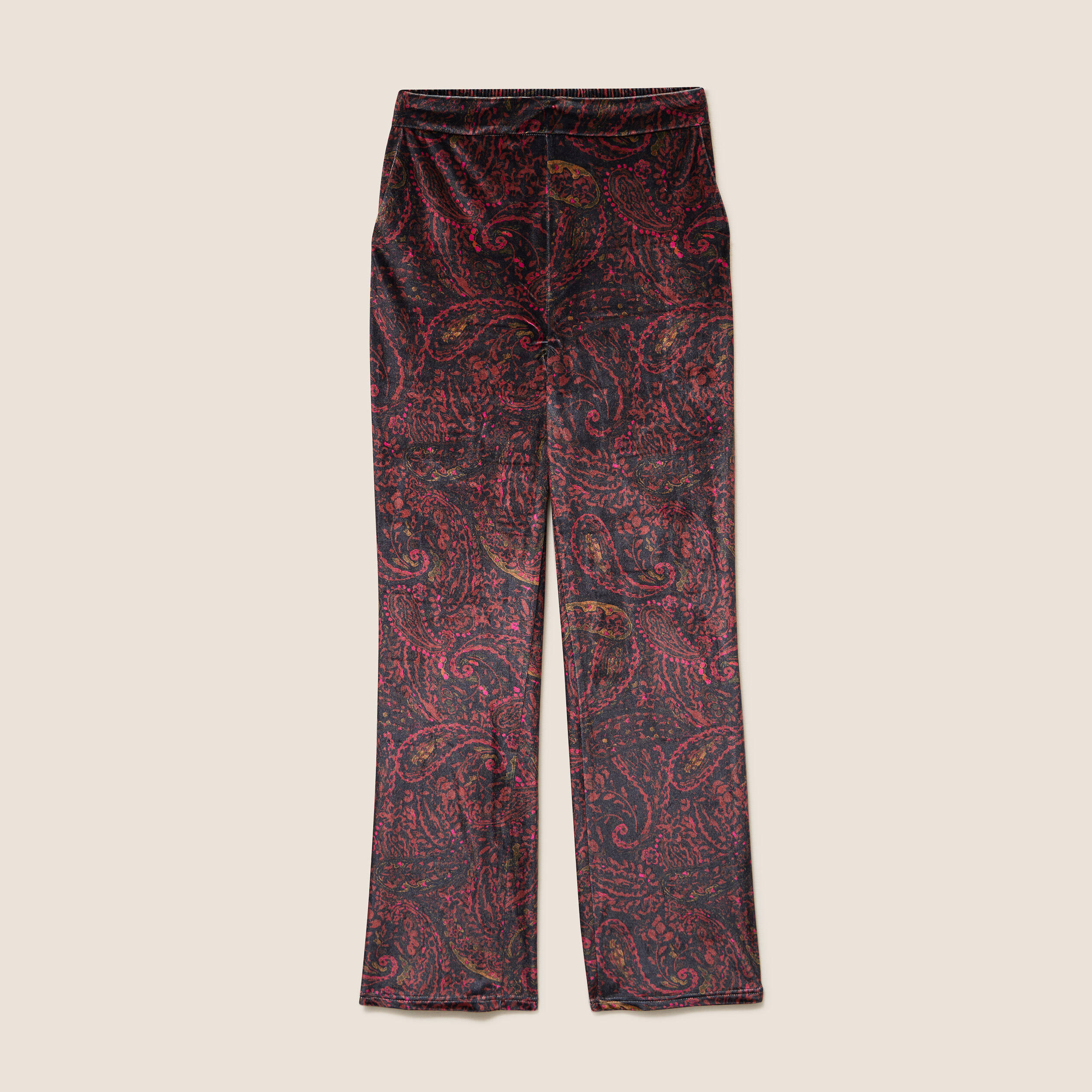 Pantalon large taille haute marron femme