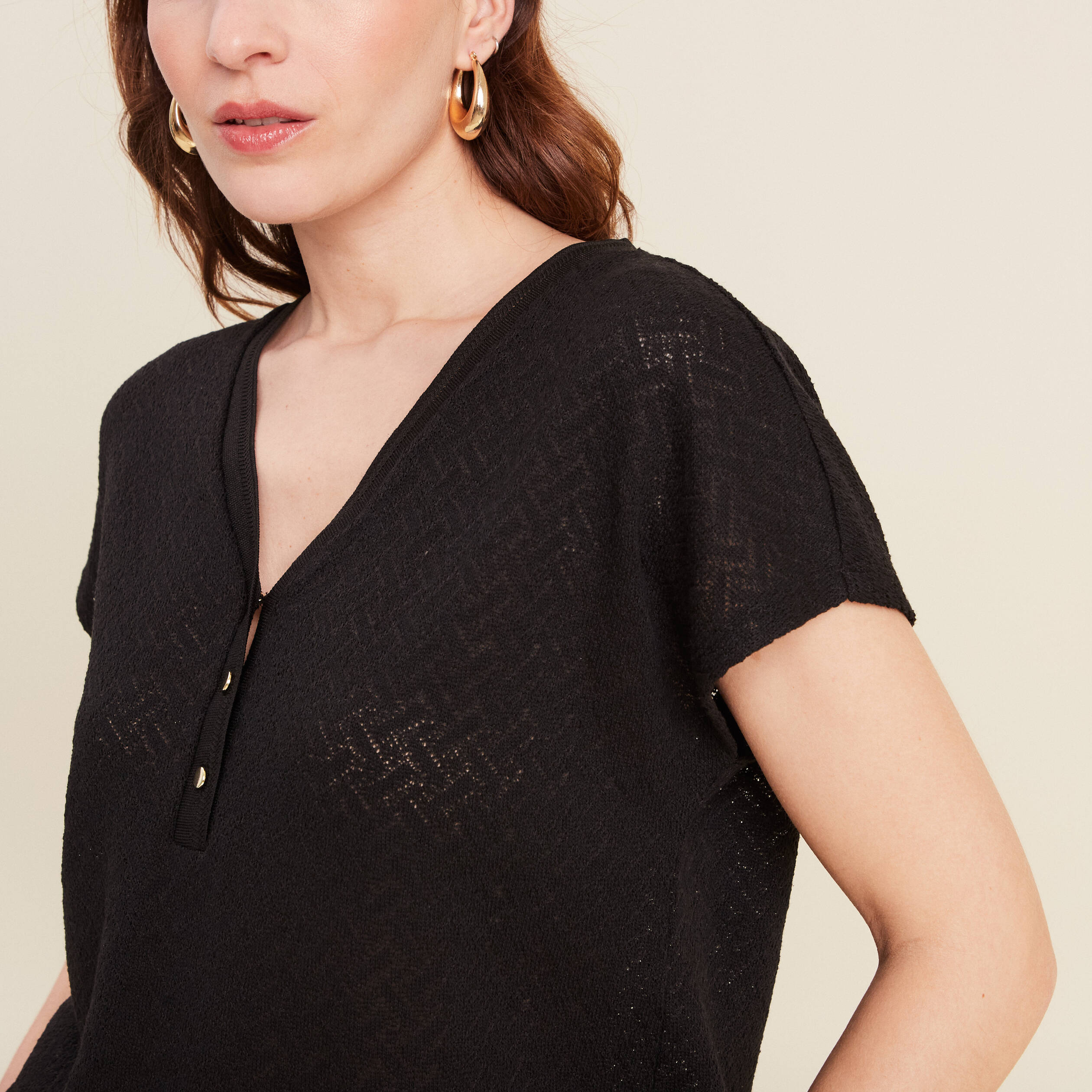 T-shirt manches courtes noir femme