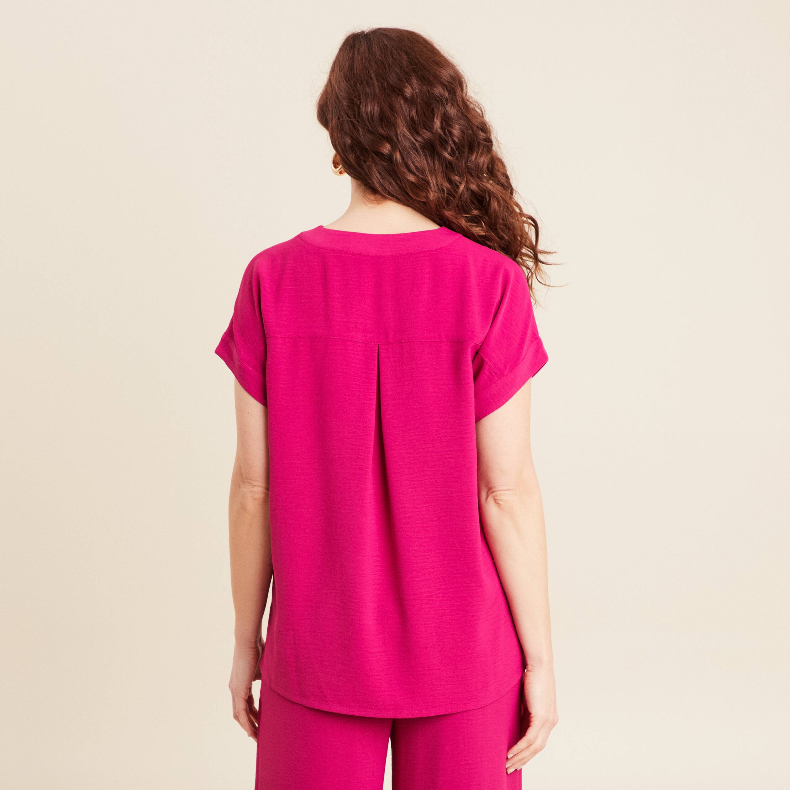 blouse manches courtes rose fushia femme Blouse manches courtes rose fushia femme
