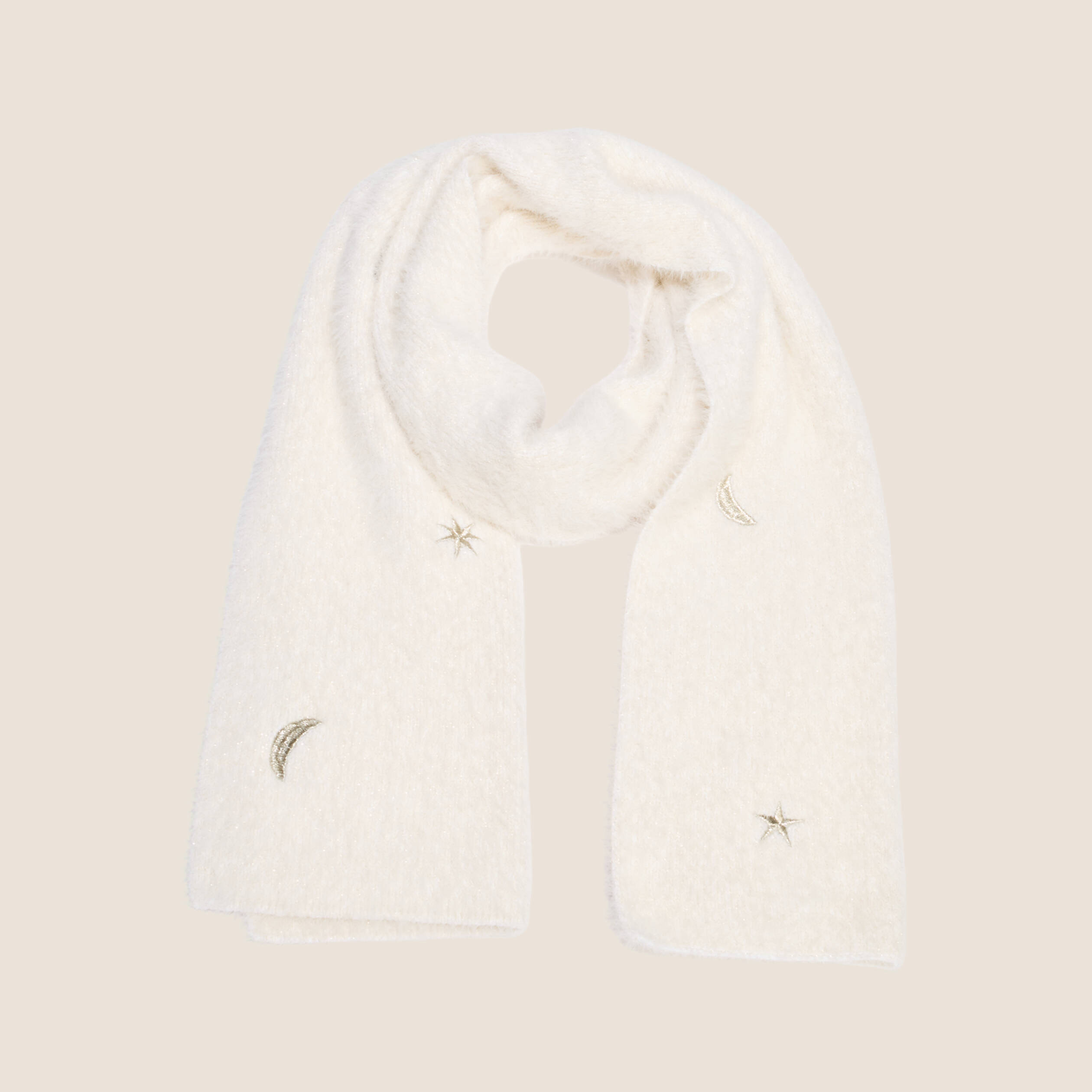&Eacute;charpe avec broderies ecru femme