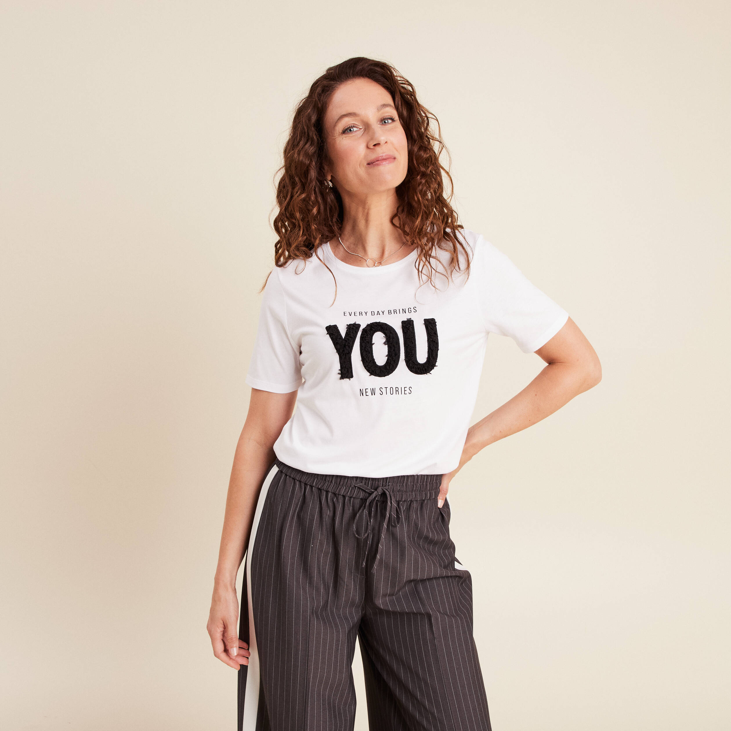 T-shirt col rond blanc femme