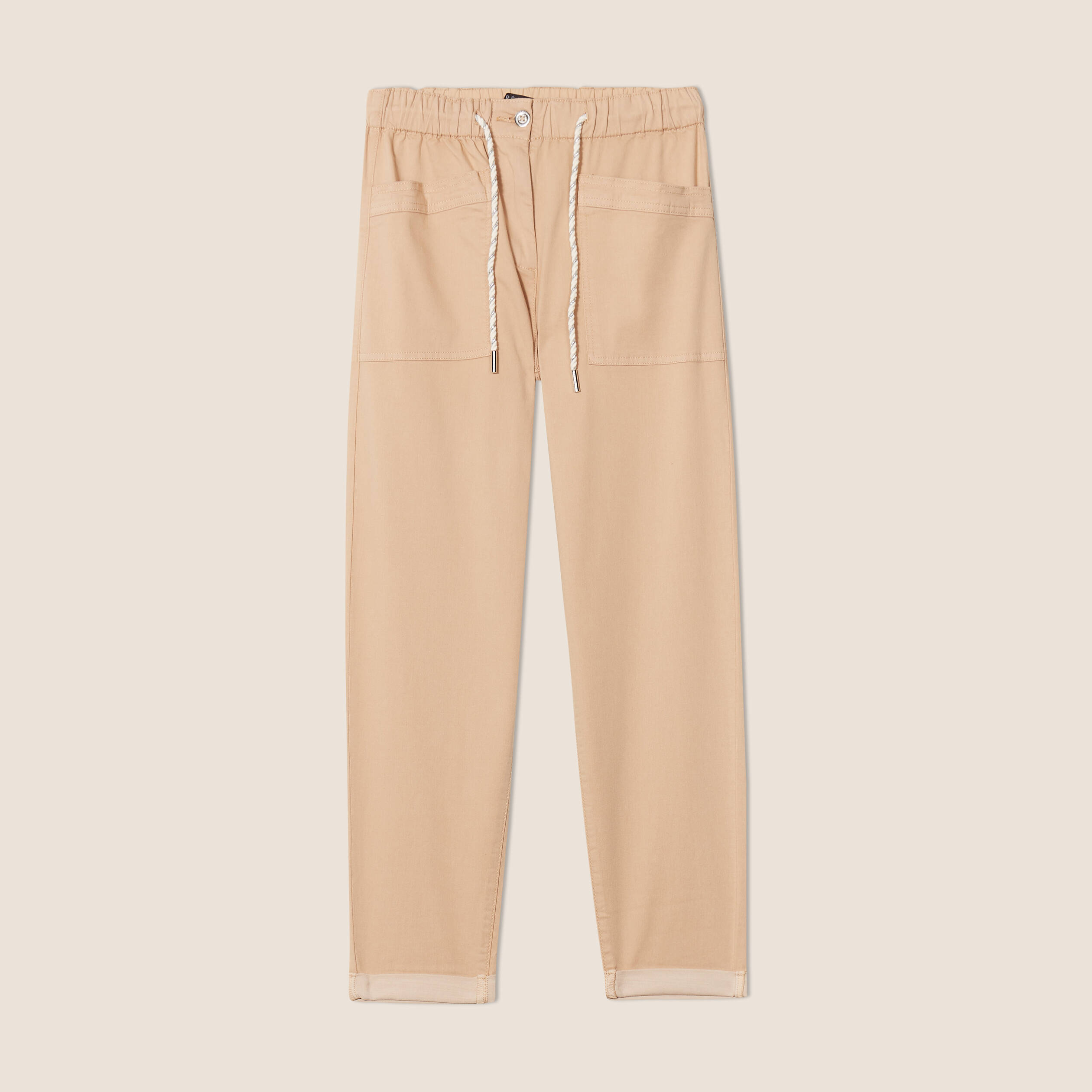 Pantalon coupe mom 7/8&egrave;me sable femme