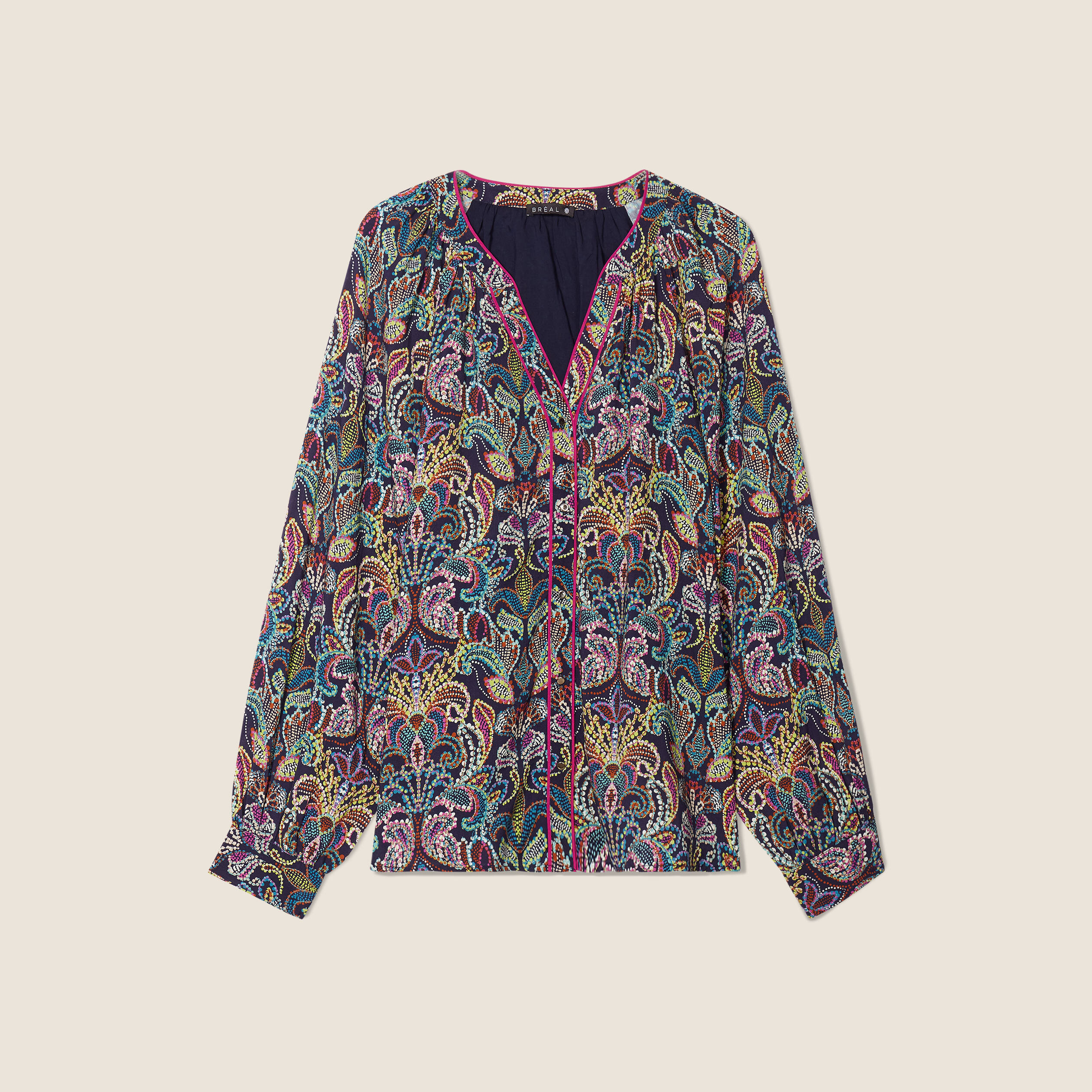 Blouse manches longues multicolore femme