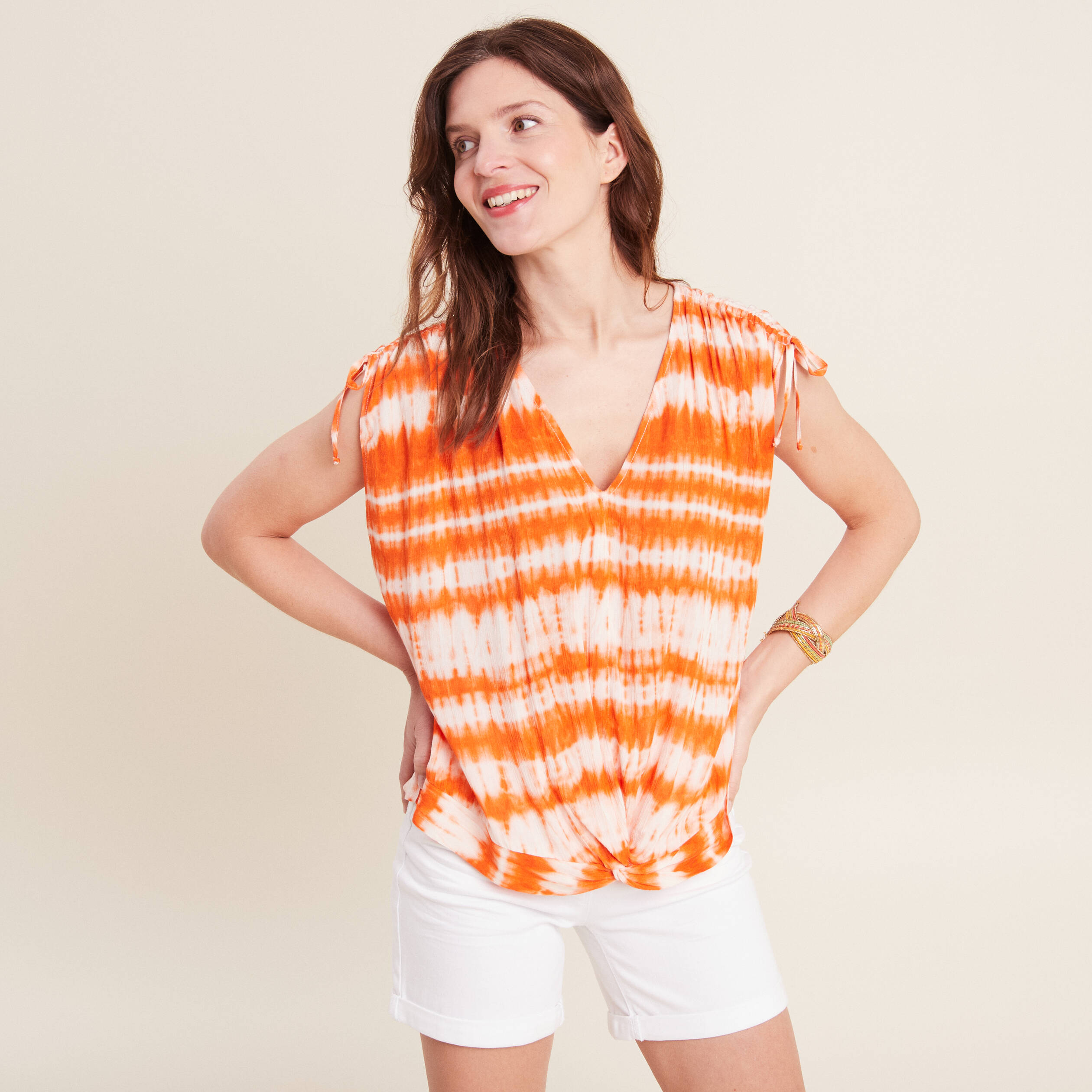 blouse sans manches orange femme Blouse sans manches orange femme