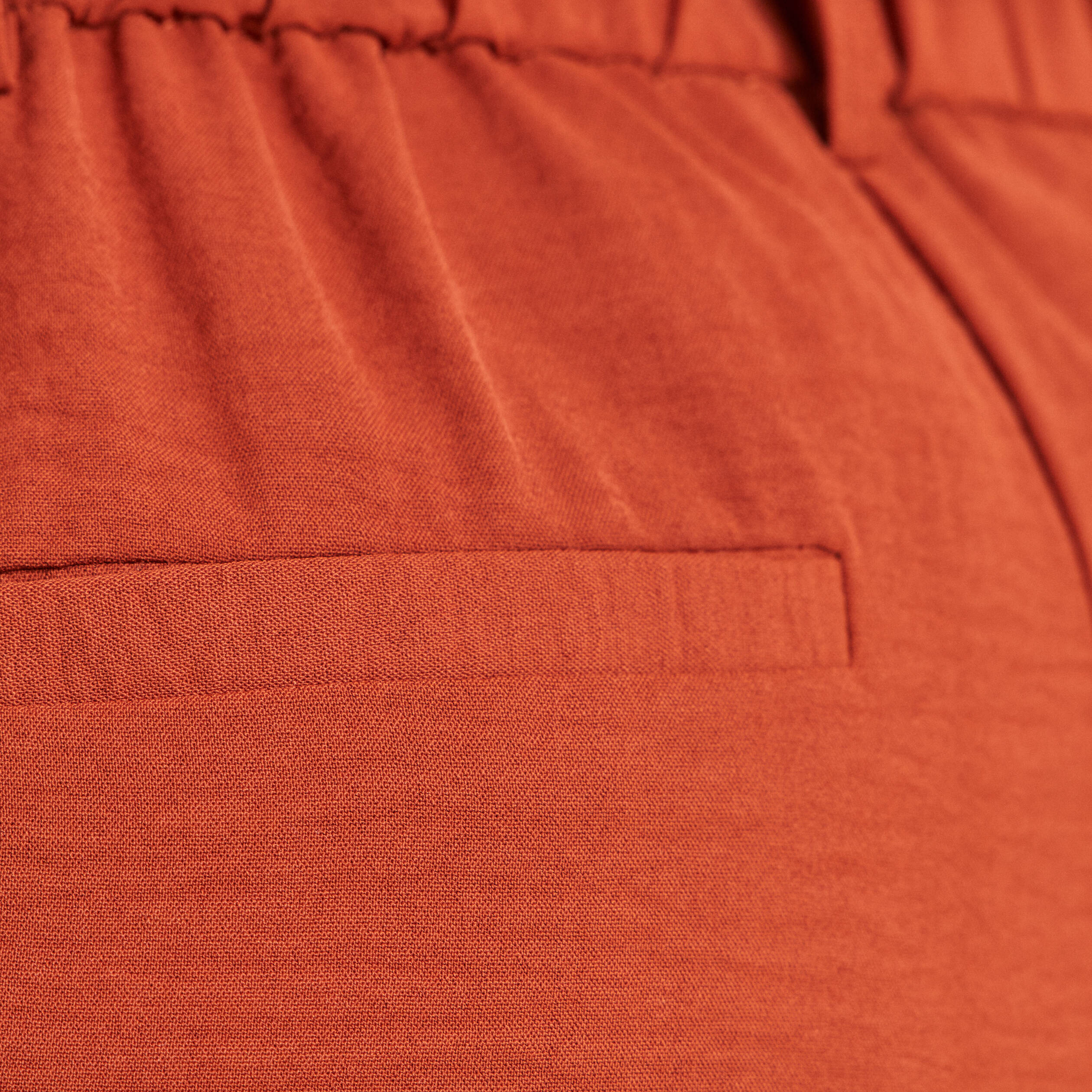Pantalon large taille haute fluide marron fonc&eacute; femme