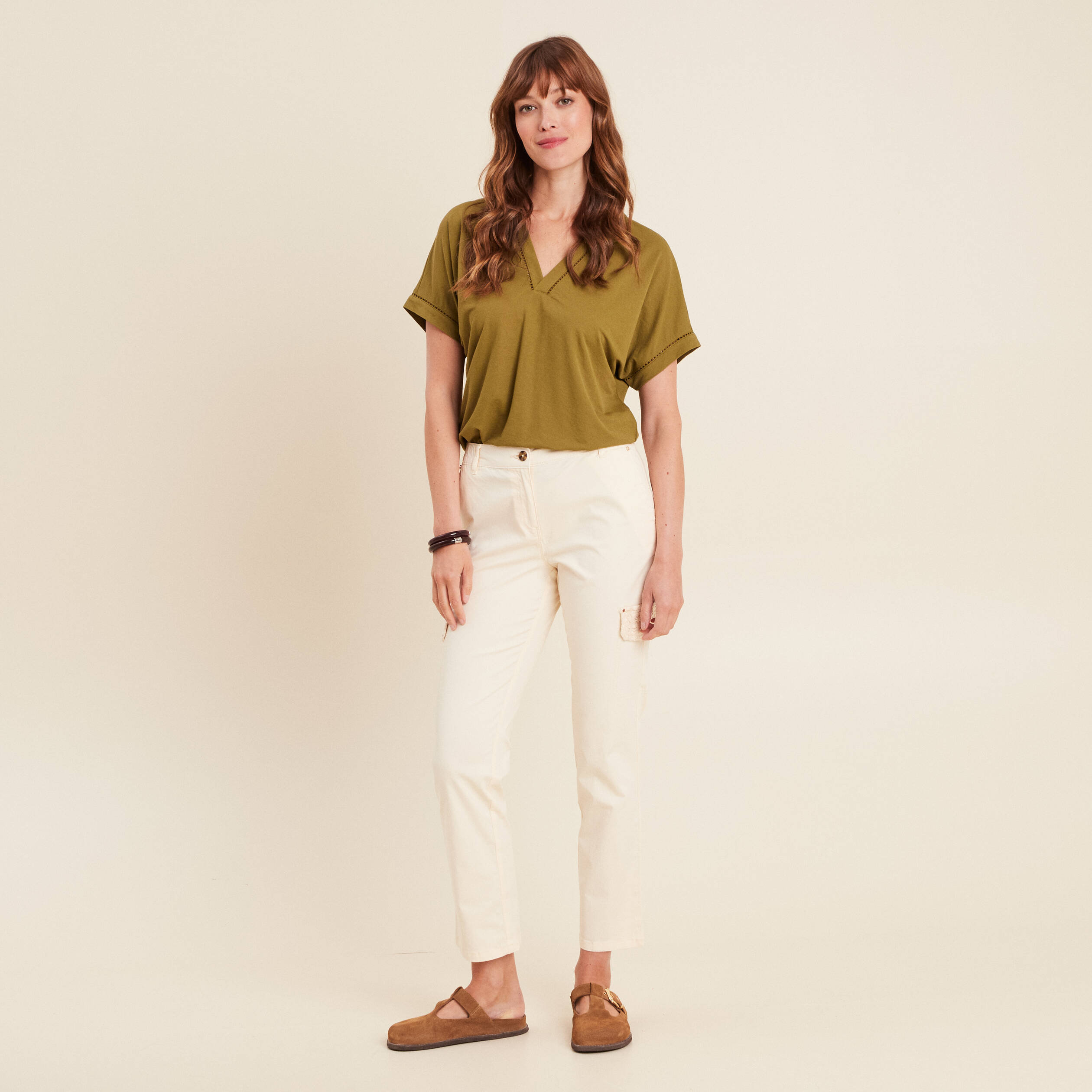 t shirt manches courtes vert kaki femme T-shirt manches courtes vert kaki femme