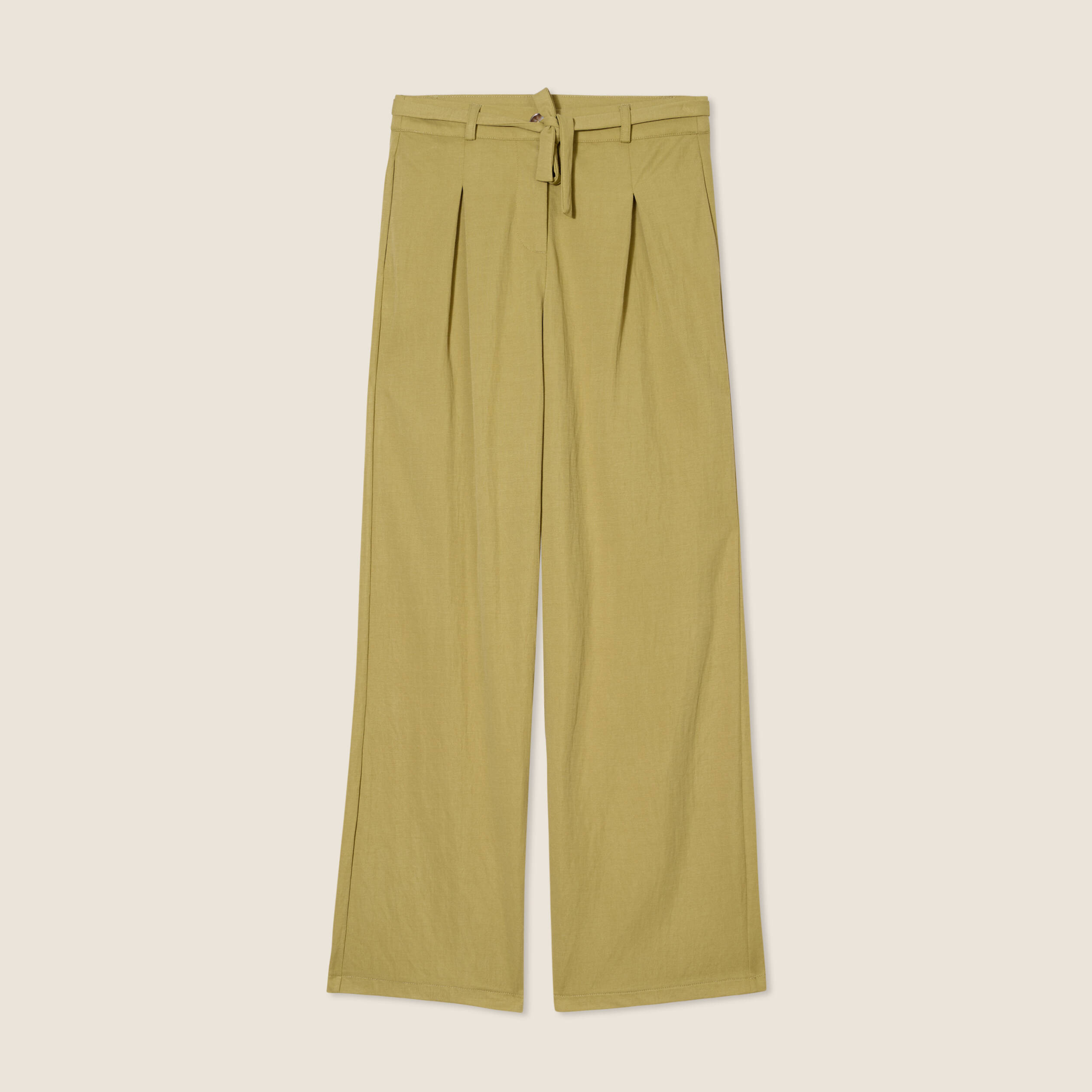 pantalon fluide taille haute vert olive femme Pantalon fluide taille haute vert olive femme