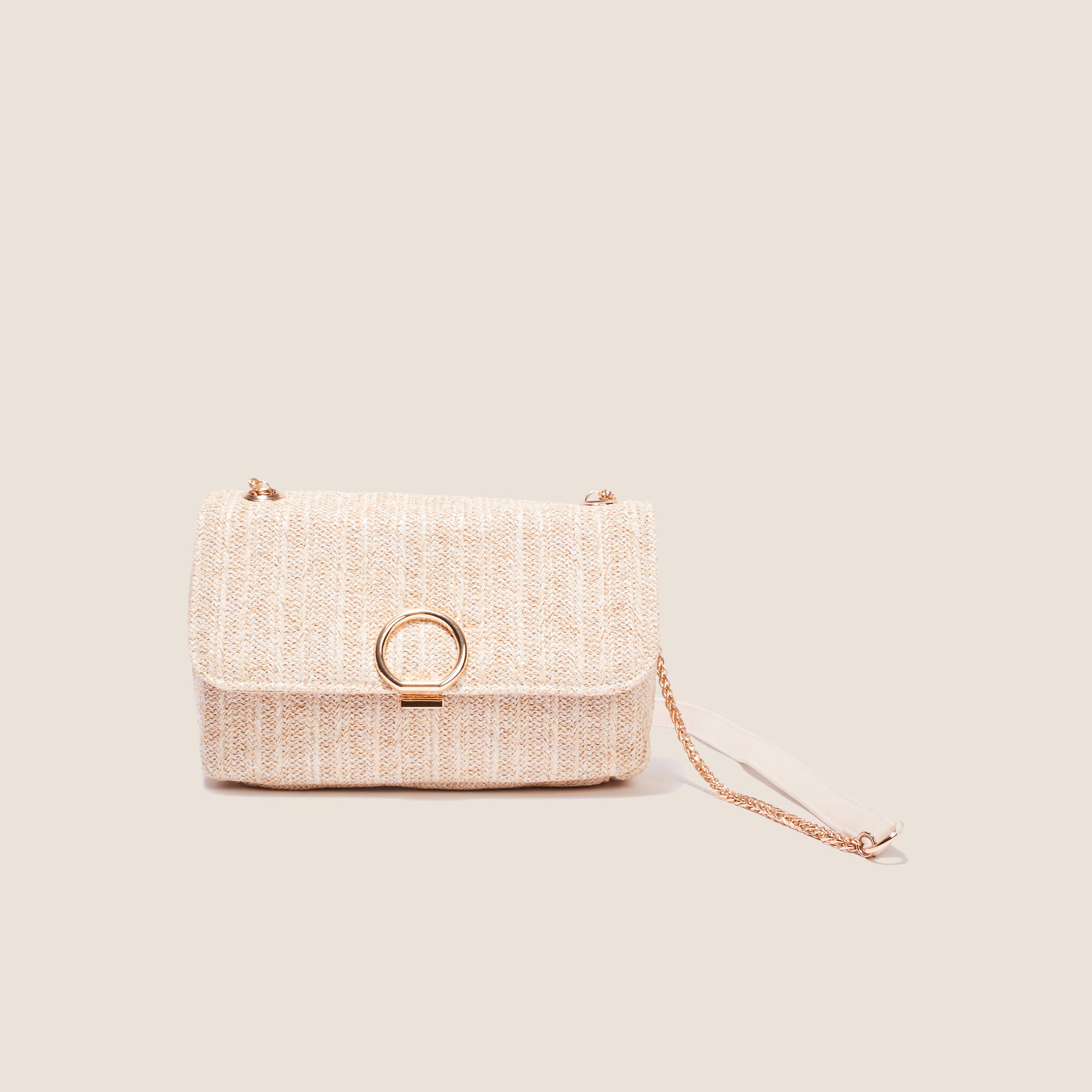 sac raphia bandouliere chaine ecru femme Sac raphia bandoulière chaîne ecru femme
