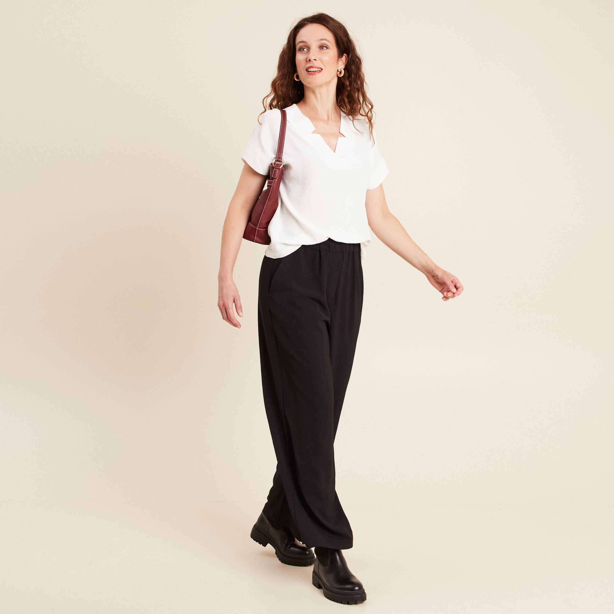 pantalon large taille haute noir femme Pantalon large taille haute noir femme