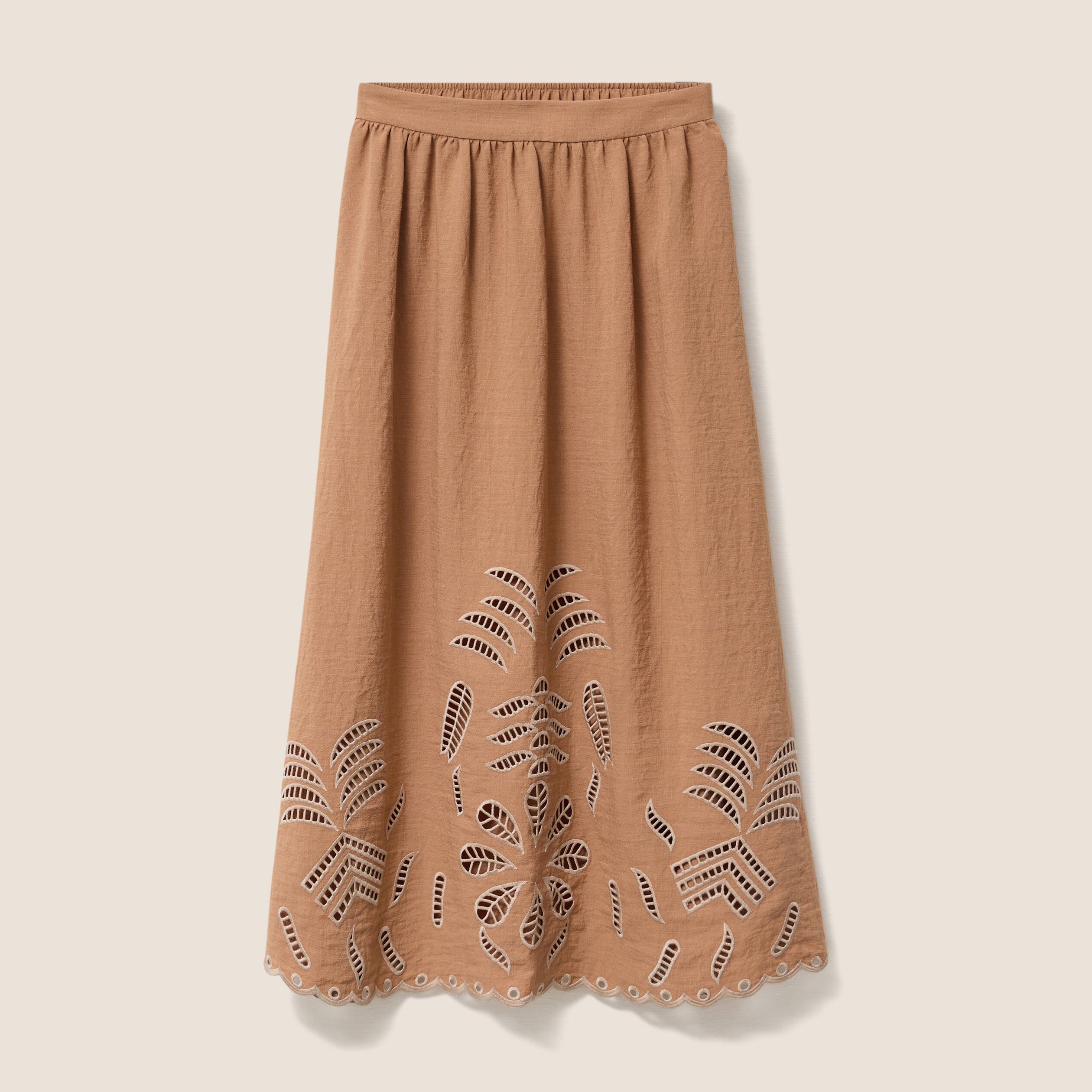 Jupe longue &eacute;vas&eacute;e beige femme