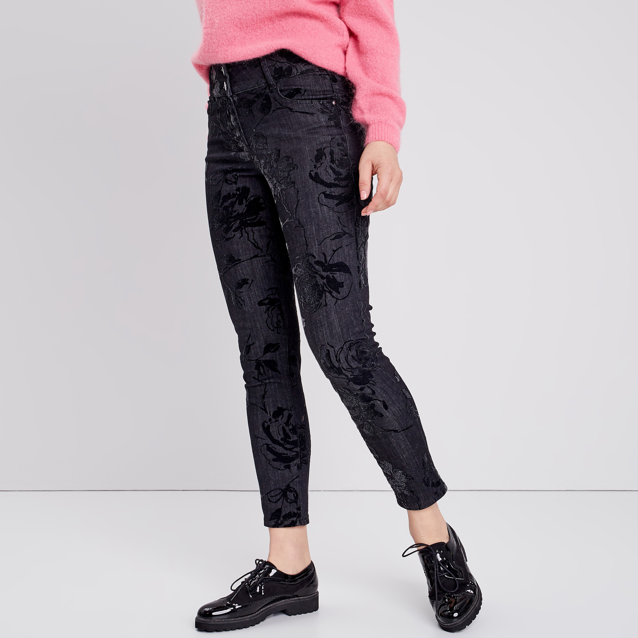Jean ajusté taille standard denim gris femme