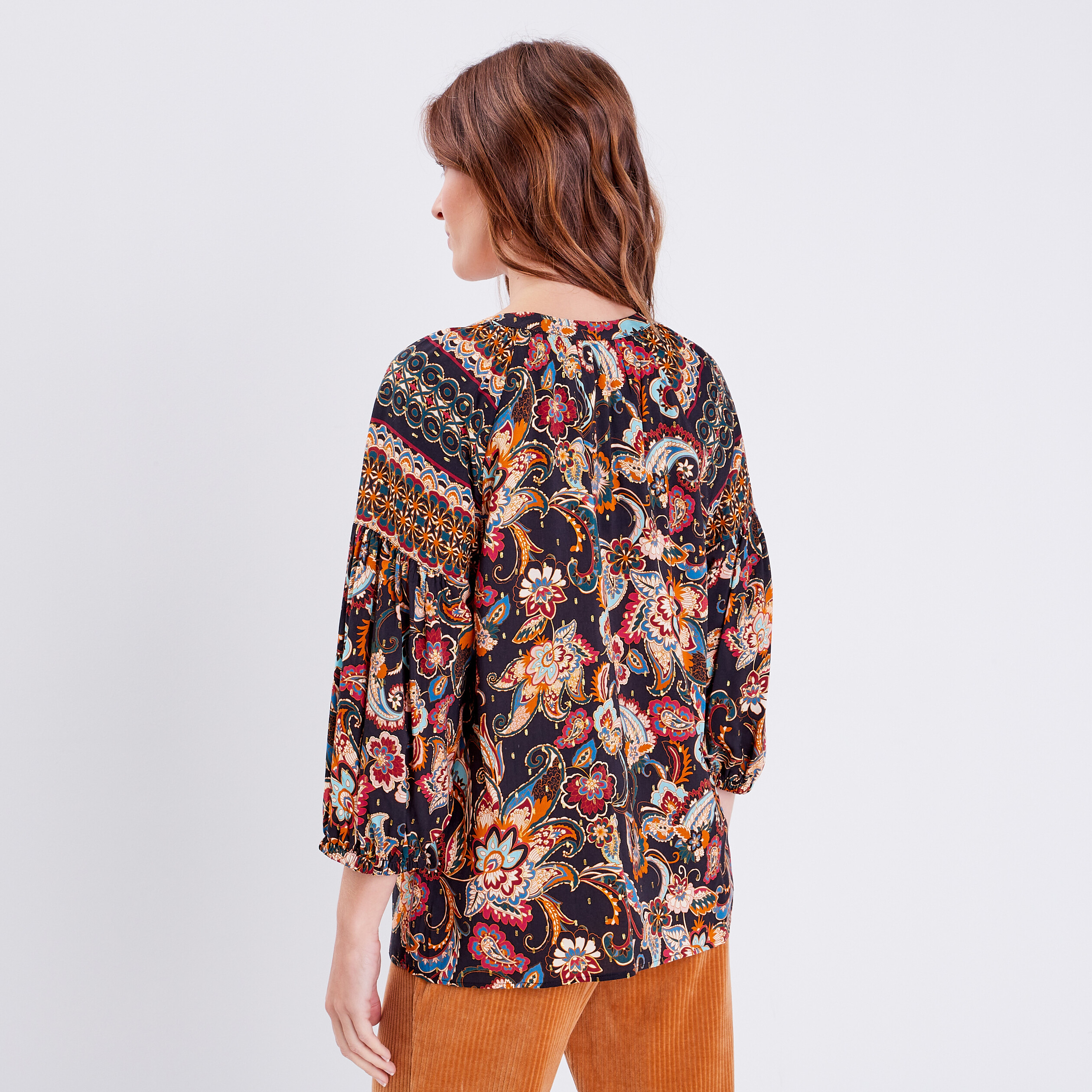 blouse manches 34 bleu fonce femme Blouse manches 3/4 bleu foncé femme