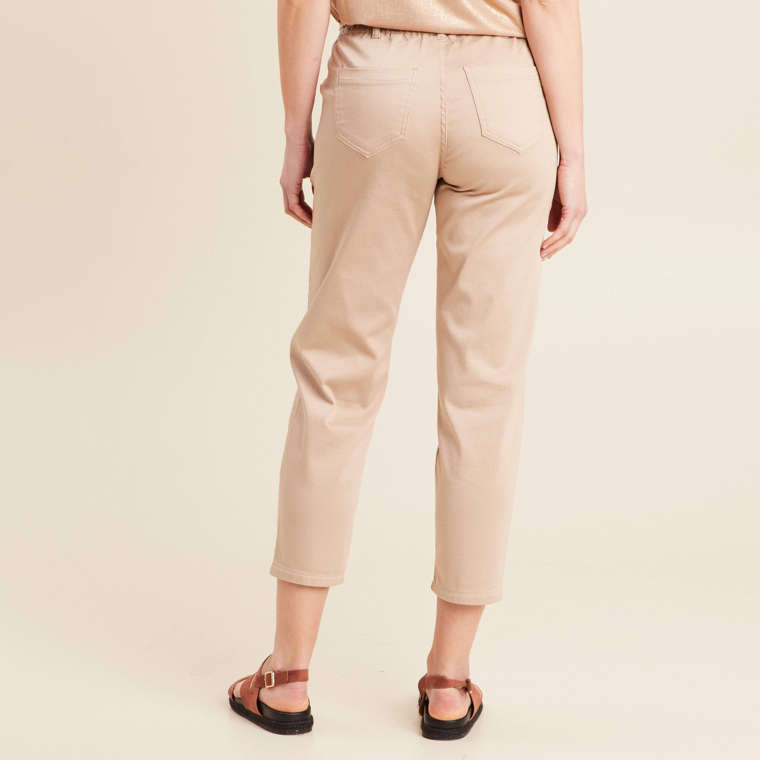 pantalon droit reversible taupe femme Pantalon droit réversible taupe femme