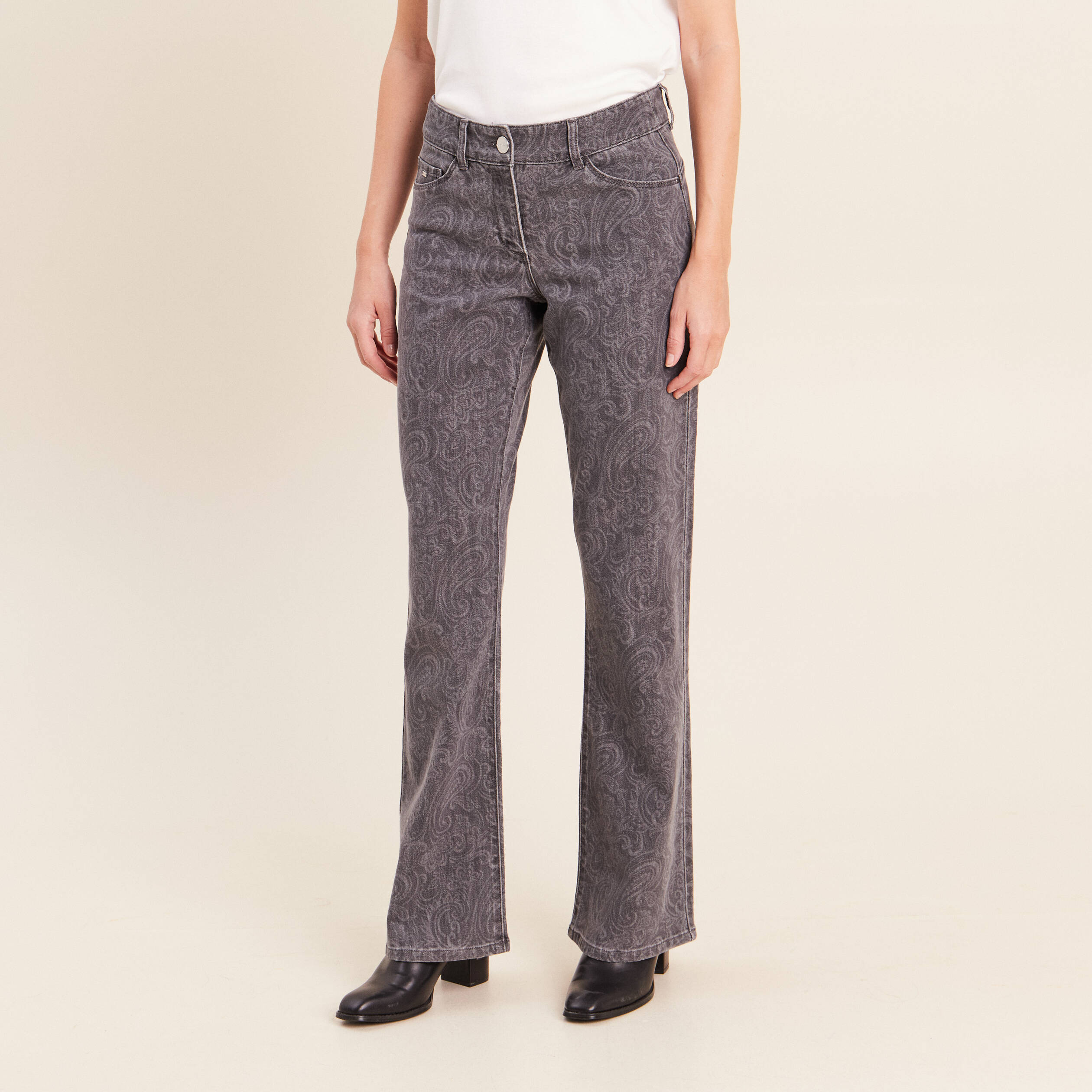 Jean bootcut longueur standard denim gris femme