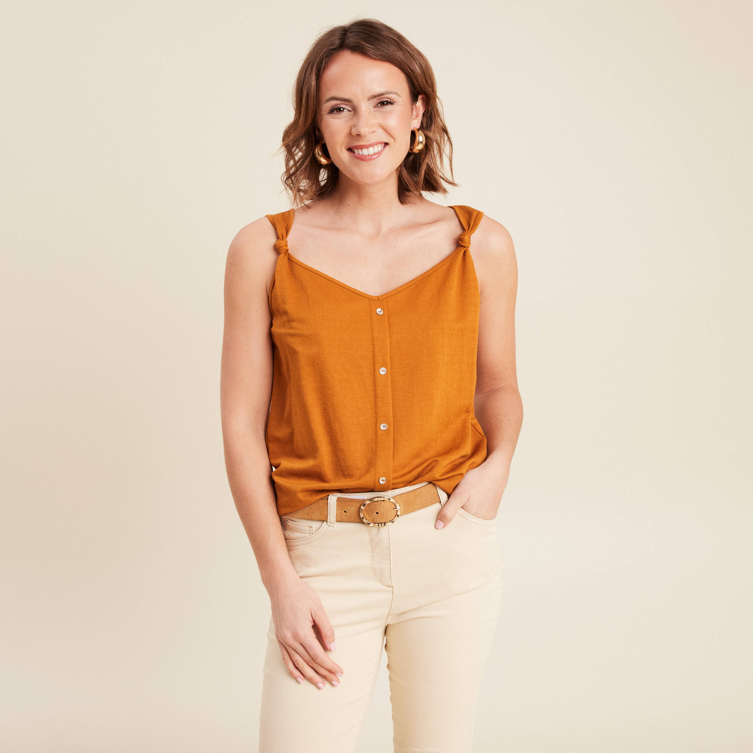 debardeur sans manches camel femme Débardeur sans manches camel femme