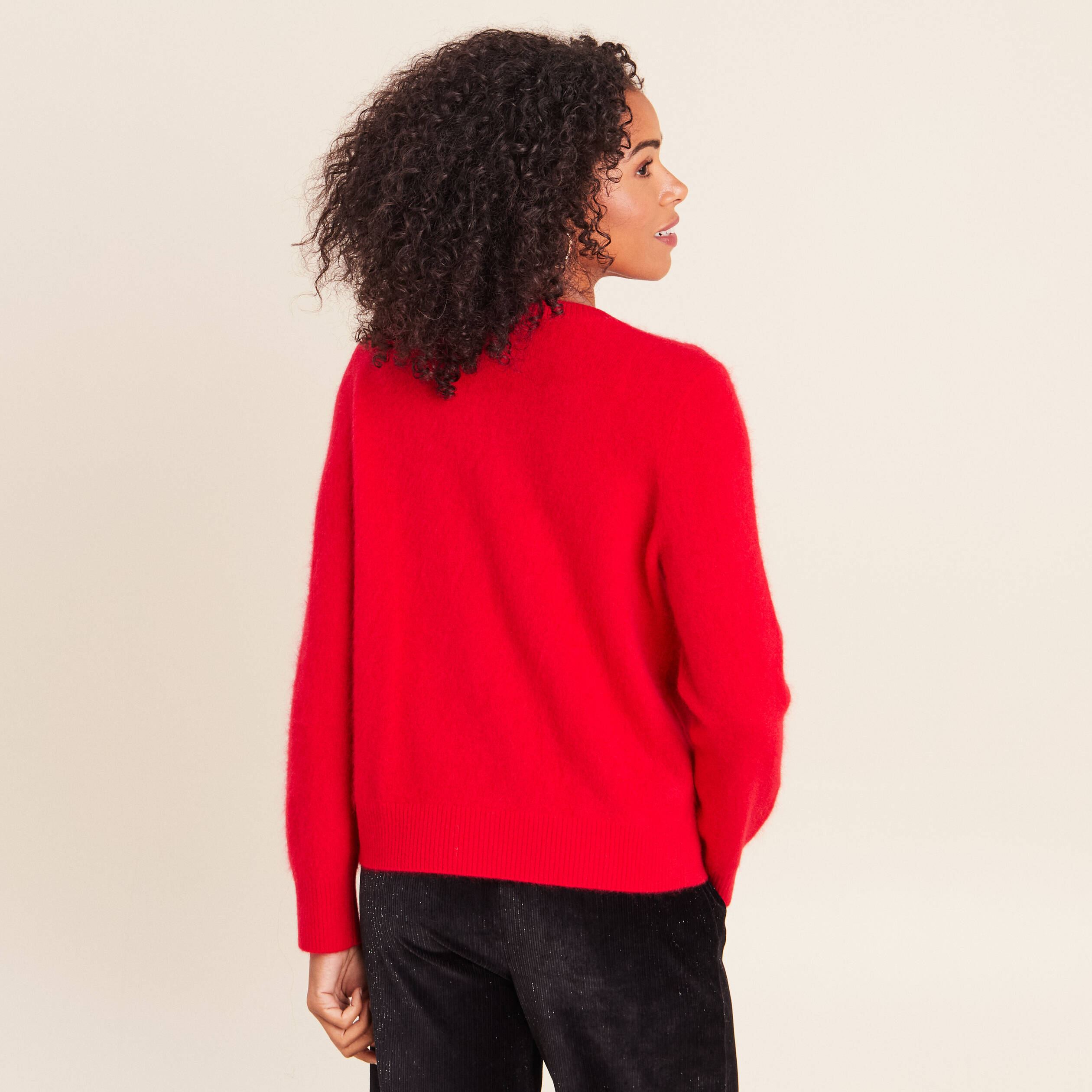 Gilet col rond rouge femme
