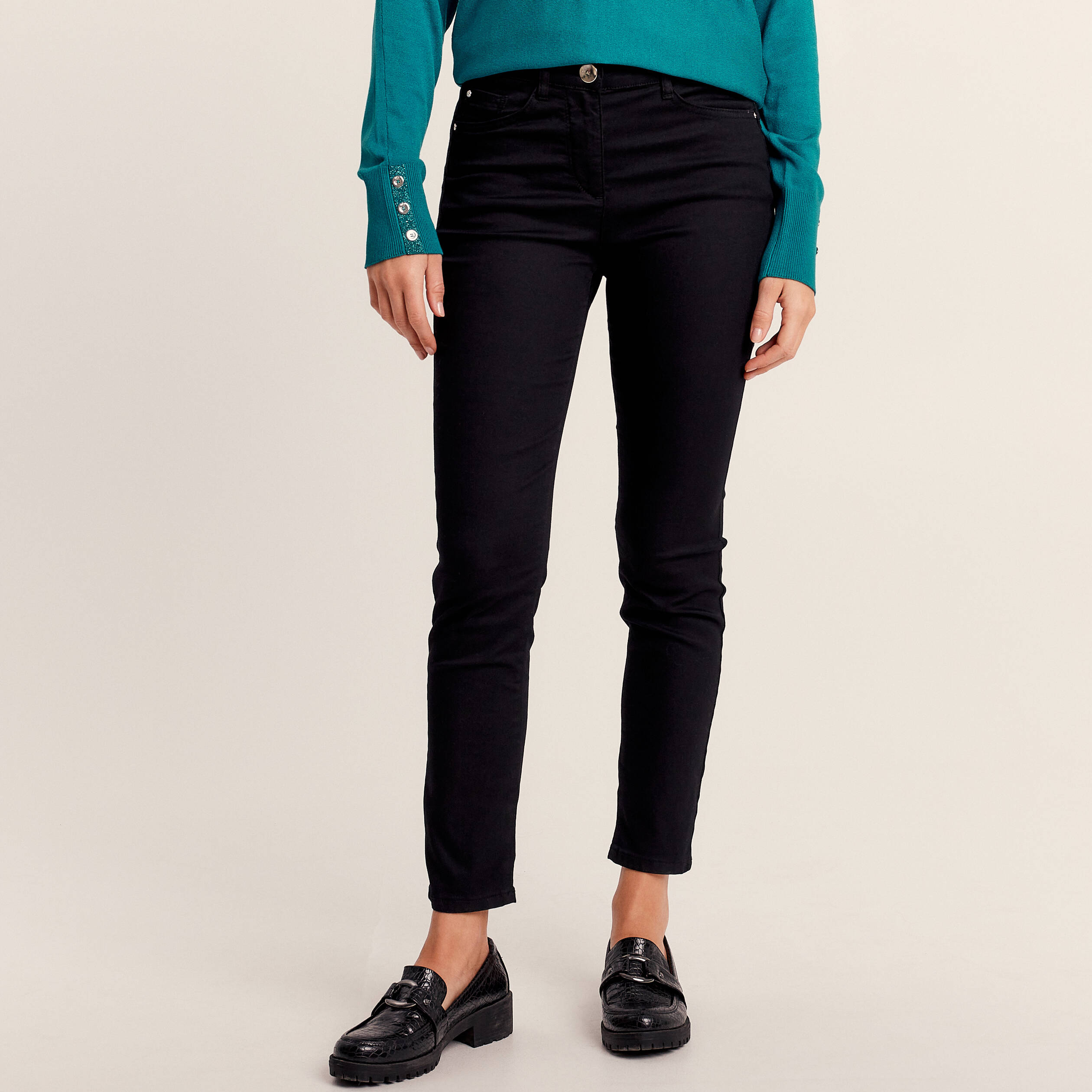pantalon leger taille standard 78eme noir femme Pantalon léger taille standard 7/8ème noir femme