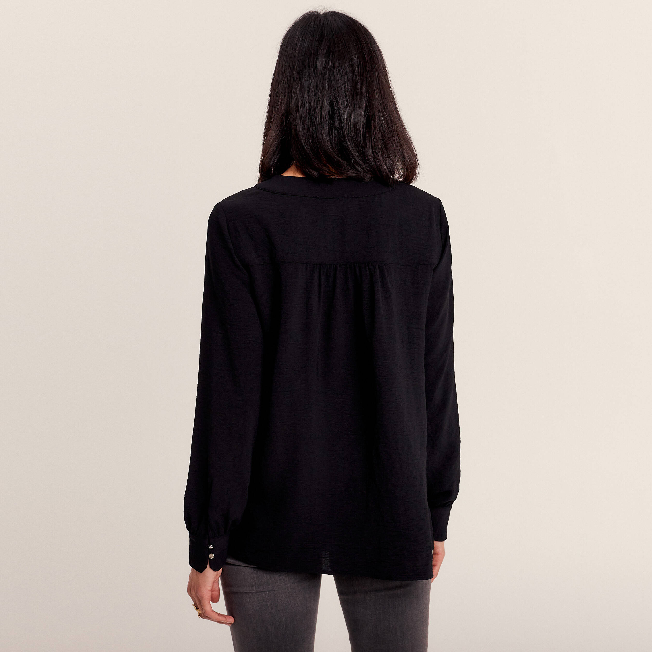 Blouse manches longues noir femme