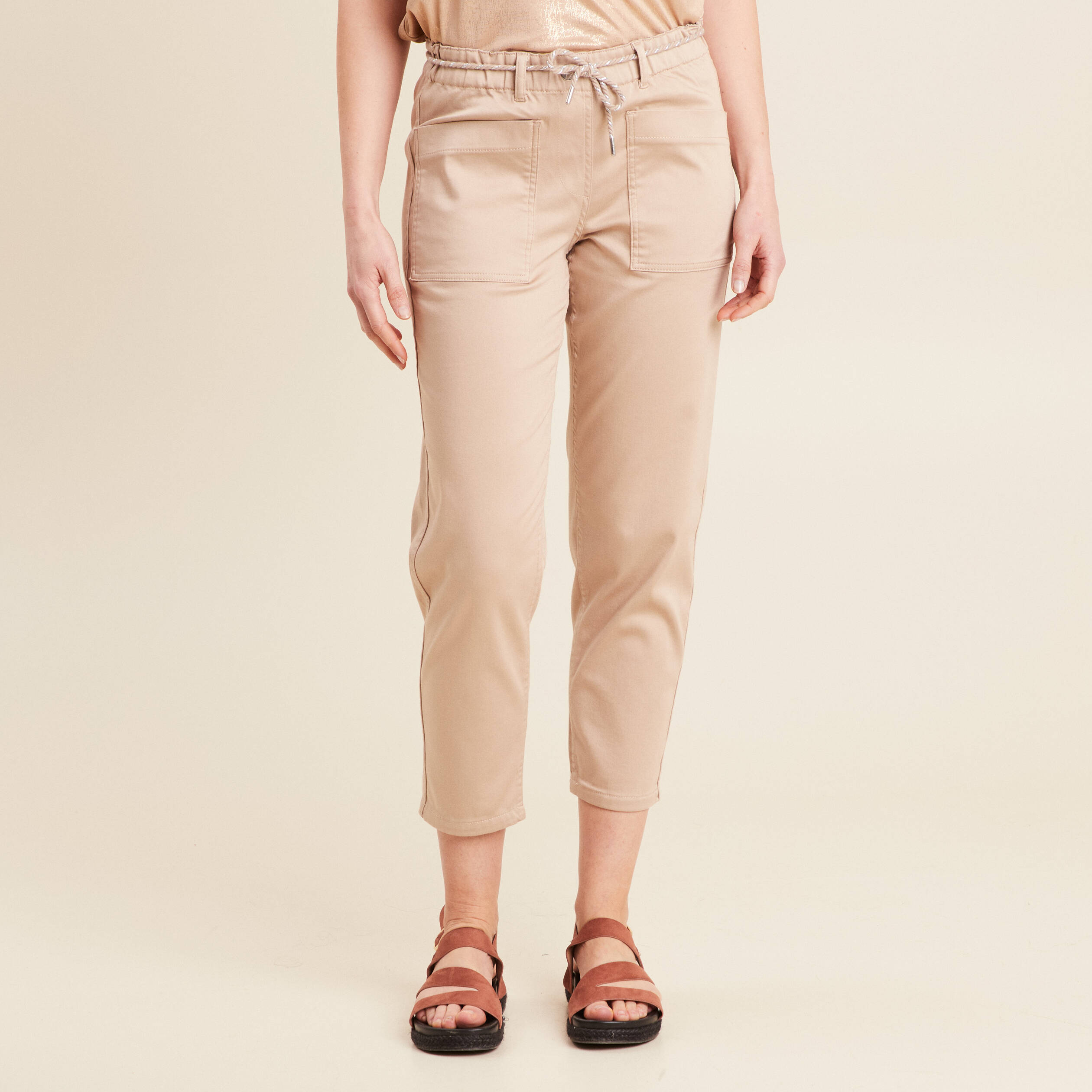 pantalon droit reversible taupe femme Pantalon droit réversible taupe femme