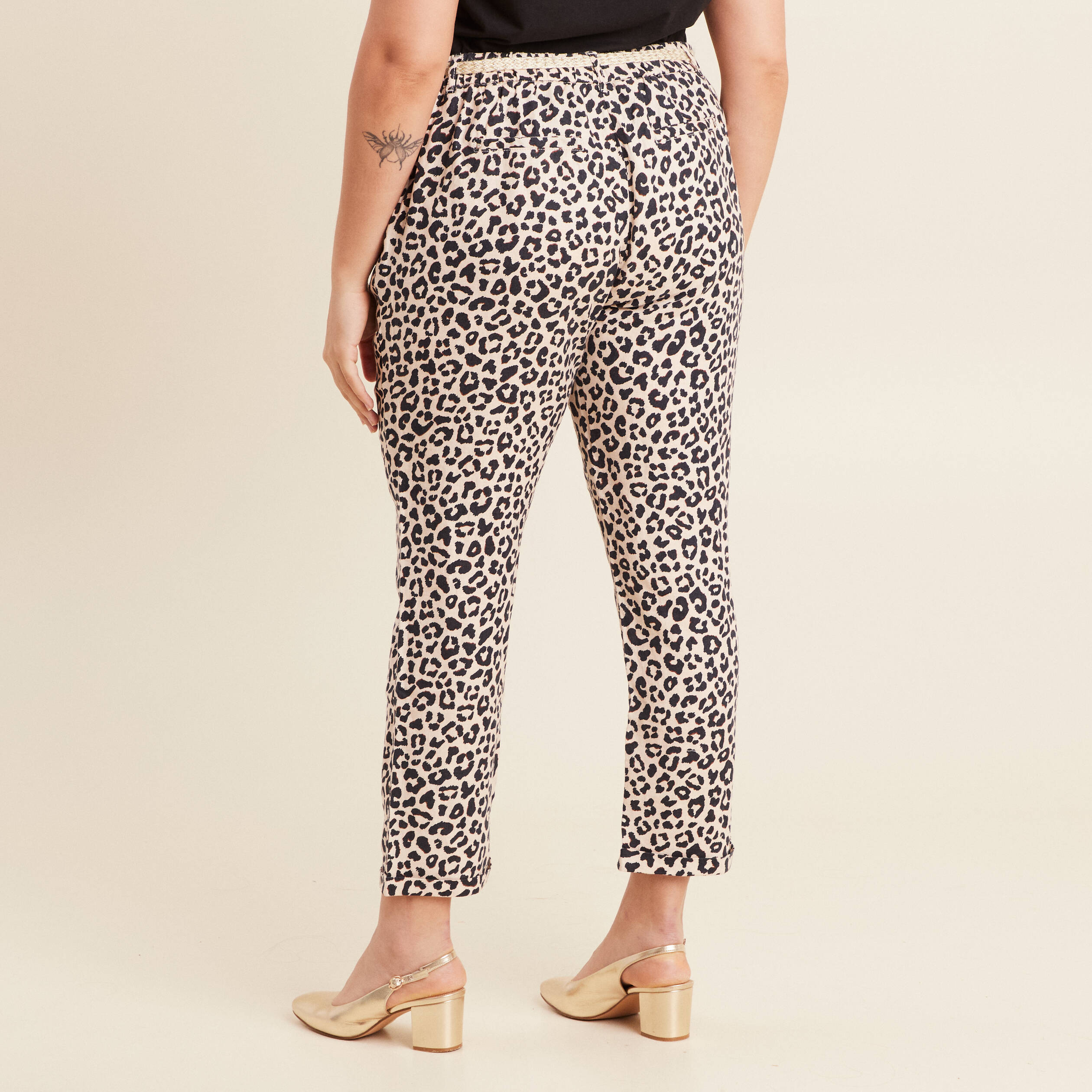 Pantalon coupe chino en lin sable femme
