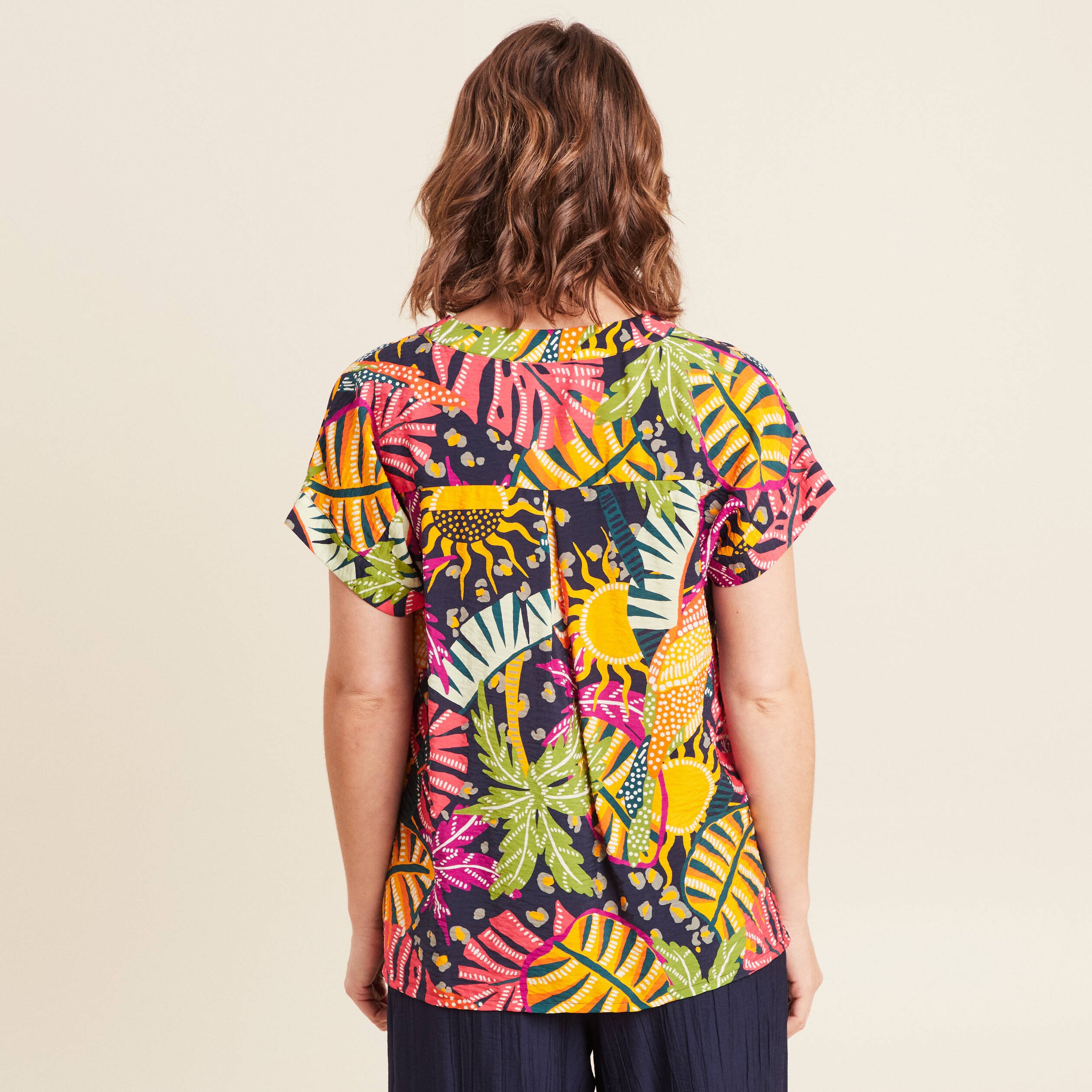 blouse ample manches courtes multicolore femme Blouse ample manches courtes multicolore femme