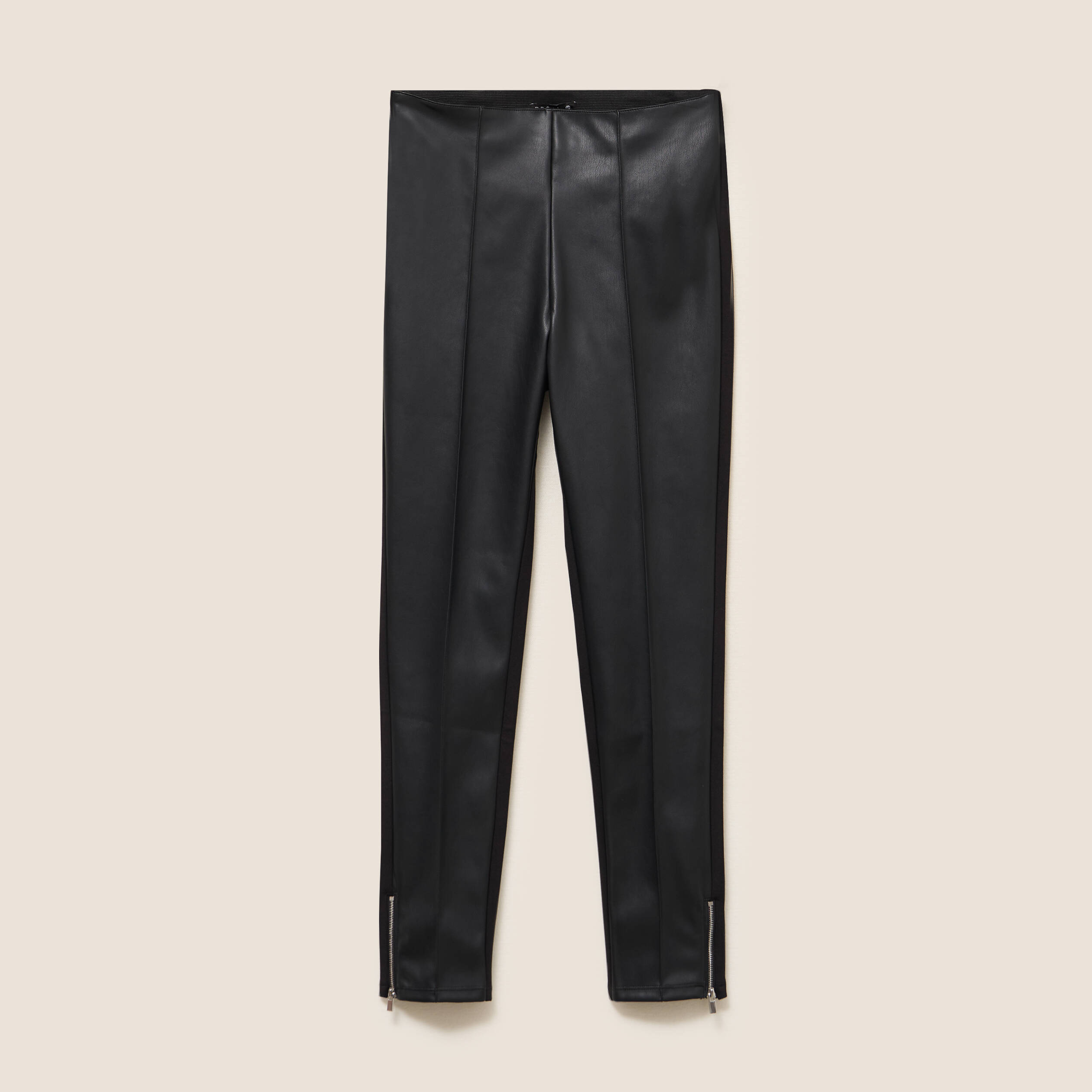 Legging 7/8&egrave;me similicuir noir femme