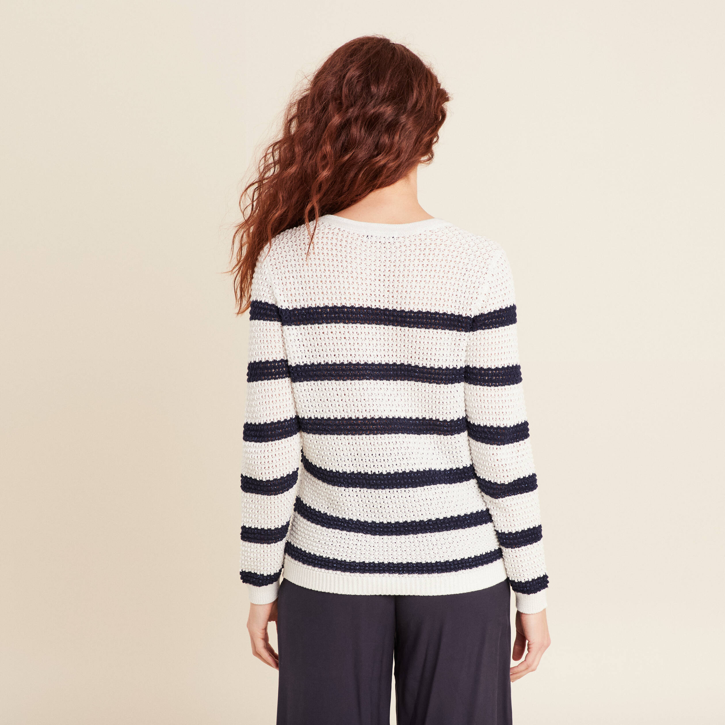 pull manches longues ajoure ecru femme Pull manches longues ajouré ecru femme