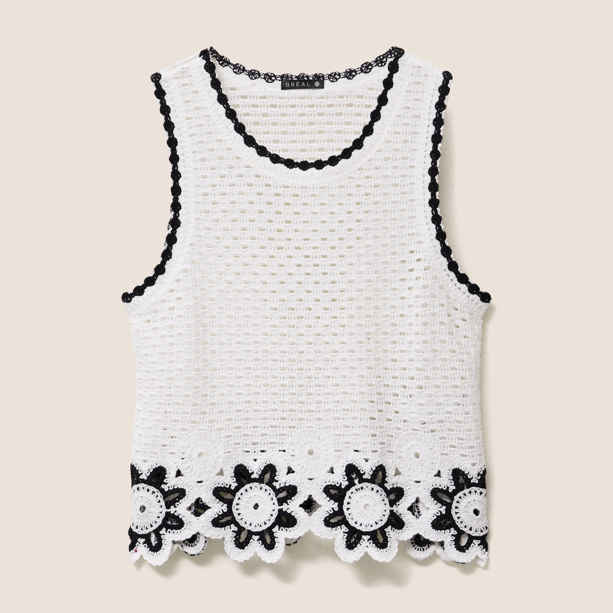 debardeur droit court col rond ecru femme Débardeur droit court col rond ecru femme
