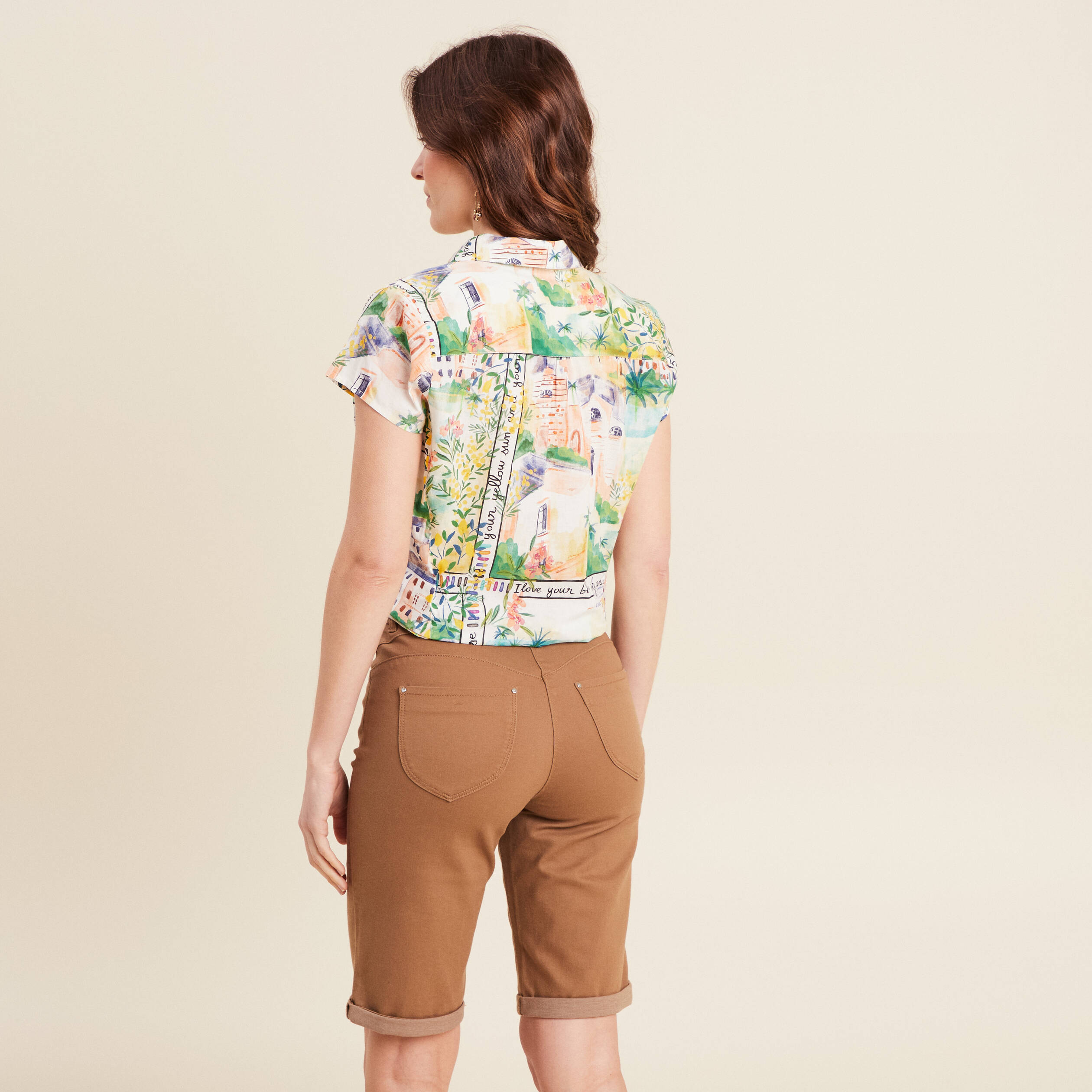 chemise manches courtes nouee multicolore femme Chemise manches courtes nouée multicolore femme